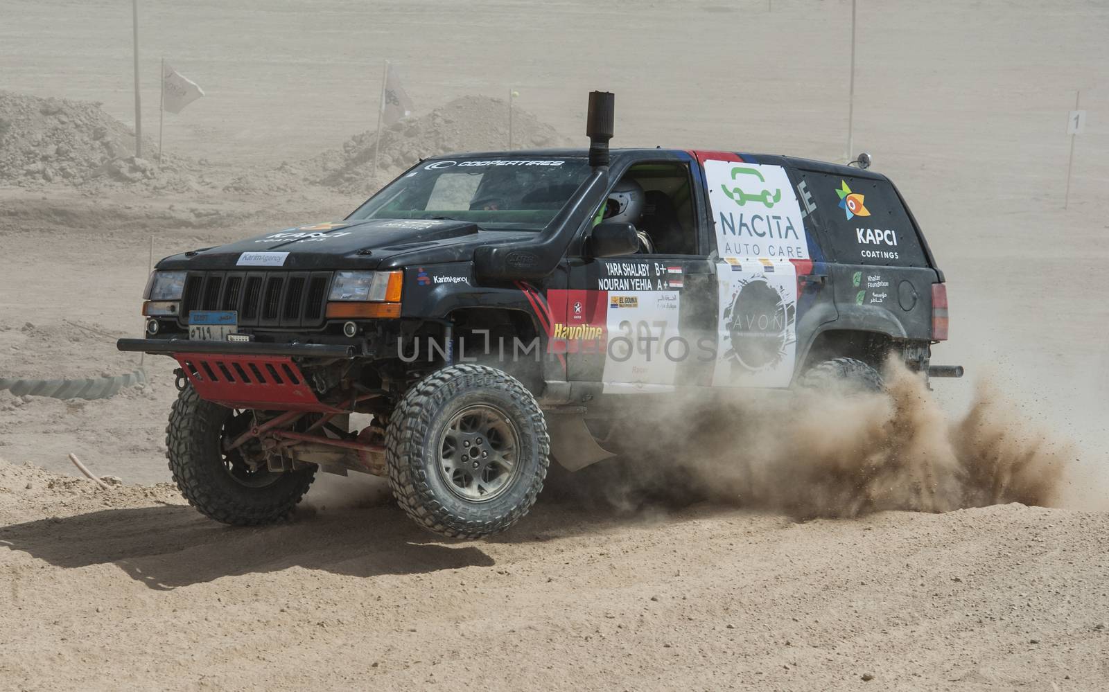 EL GOUNA, EGYPT - MAY 11TH 2018:  El Gouna Rally Cup desert rally on May 11th 2018 in El Gouna, Egypt. The opening day special time trial stage in El Gouna