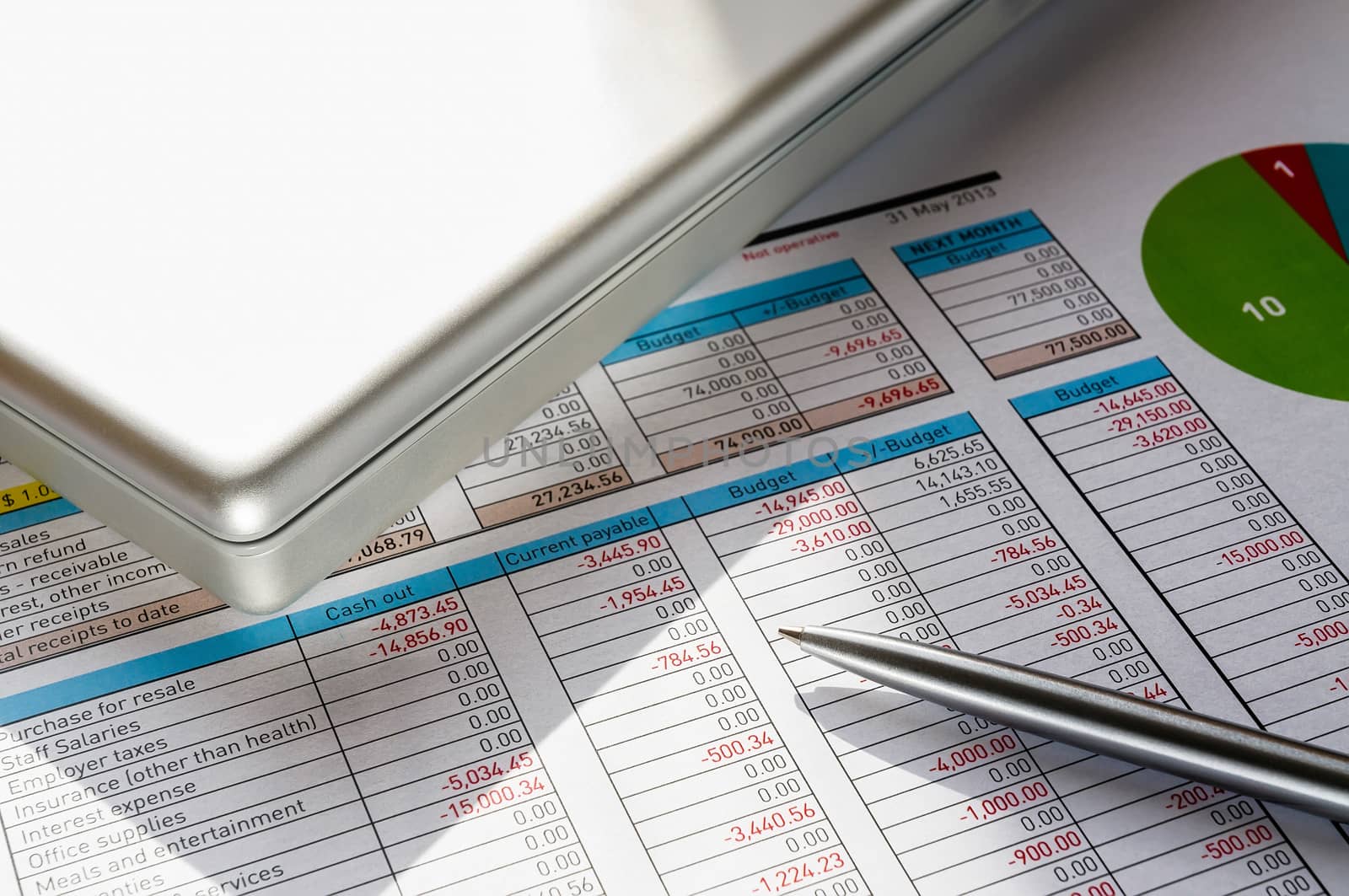 Accounting form with pen, in the businessman's office