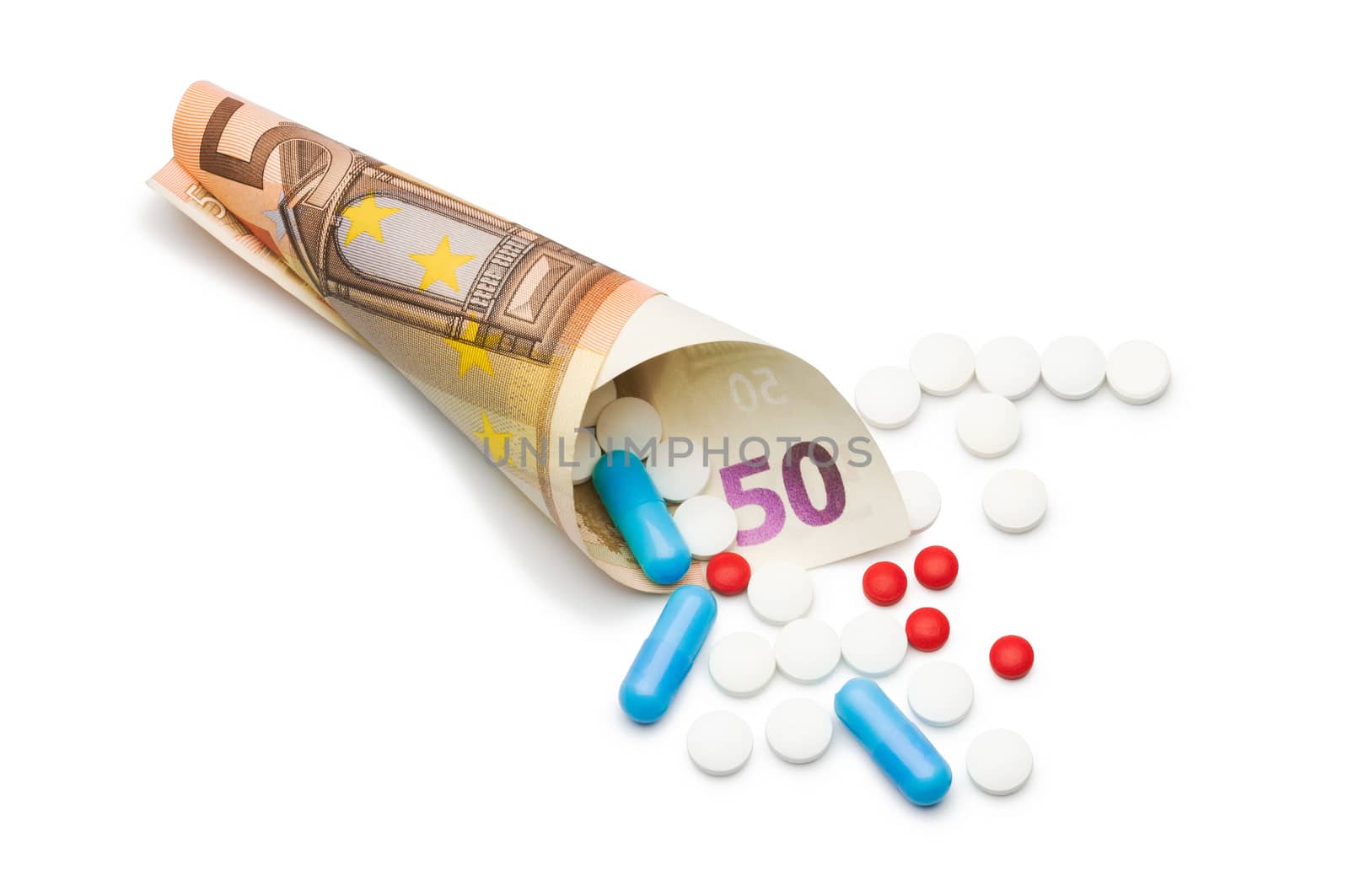 Pills and capsules with Euro money