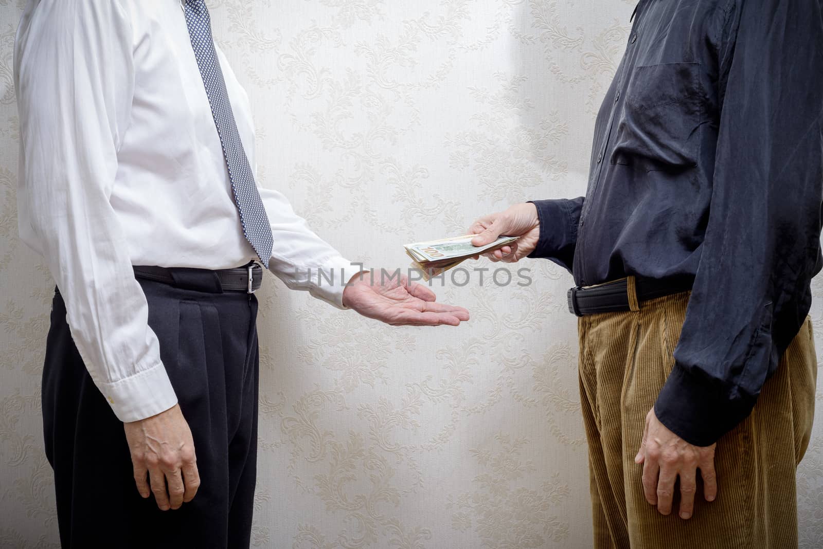 Man Paying  a Dollars Bribe to a Corupted Nan Accepting It by MaxalTamor