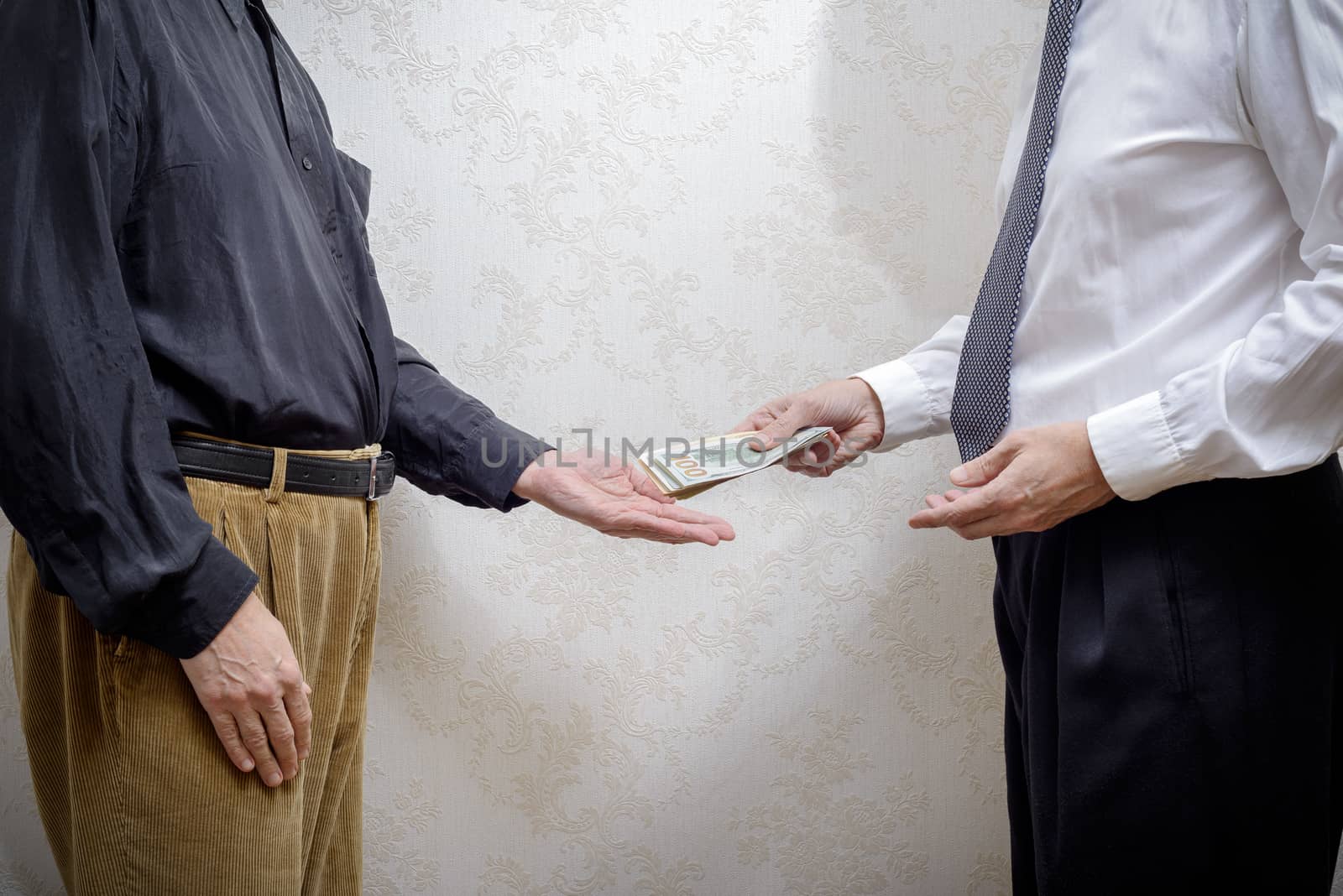 Man Paying  a Dollars Bribe to a Corupted Nan Accepting It by MaxalTamor