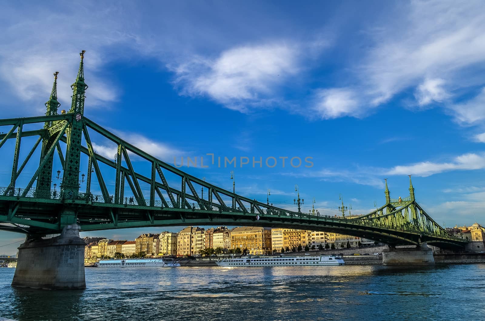 Liberty Bridge over the Danube River in Budapest, Hungary by chernobrovin
