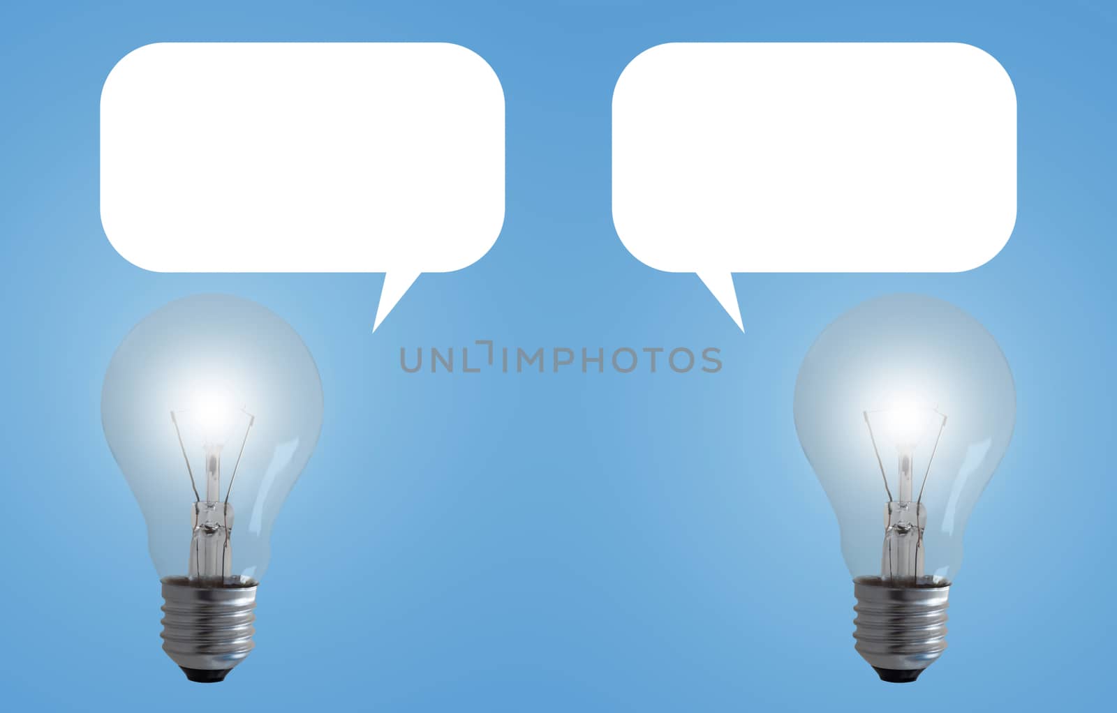 Communication concept, light bulb on blue background, share idea