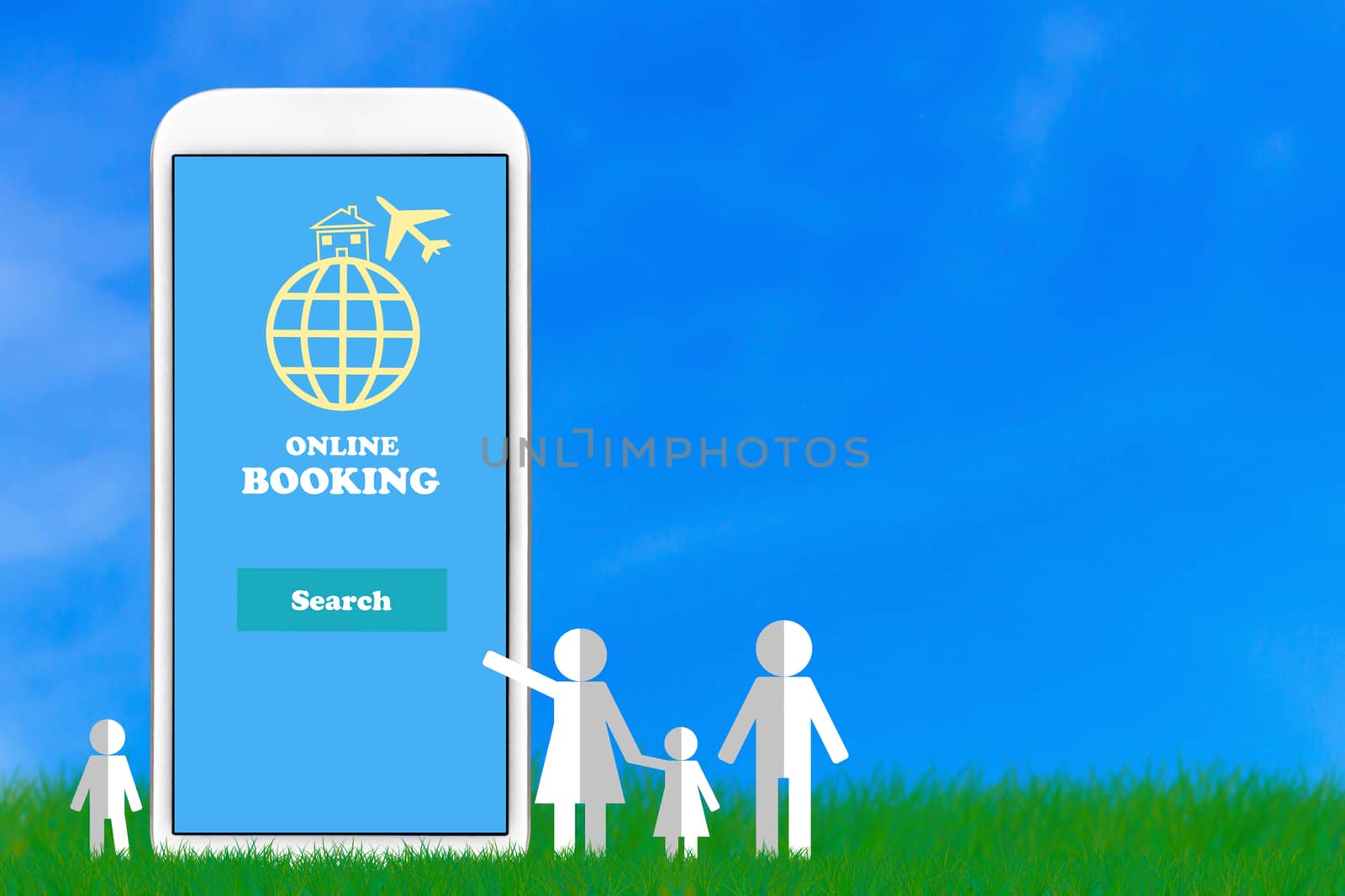 Online booking concept, business technology and electronic commerce, family life background