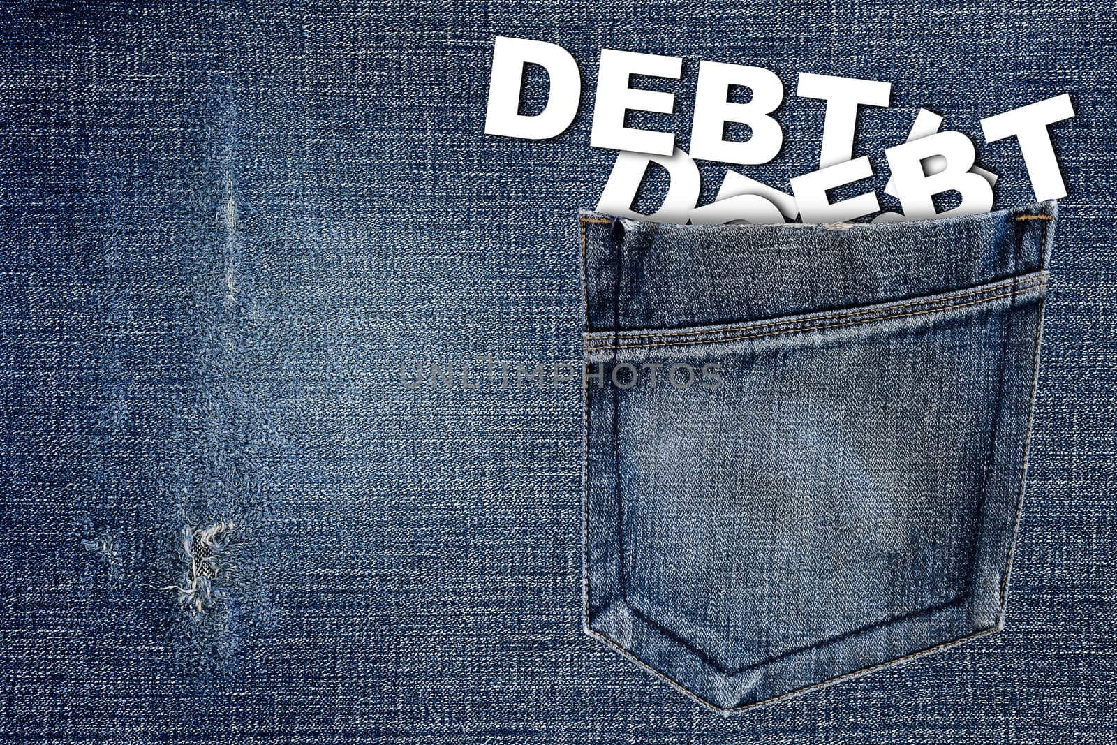 Debt concept, financial crisis background
