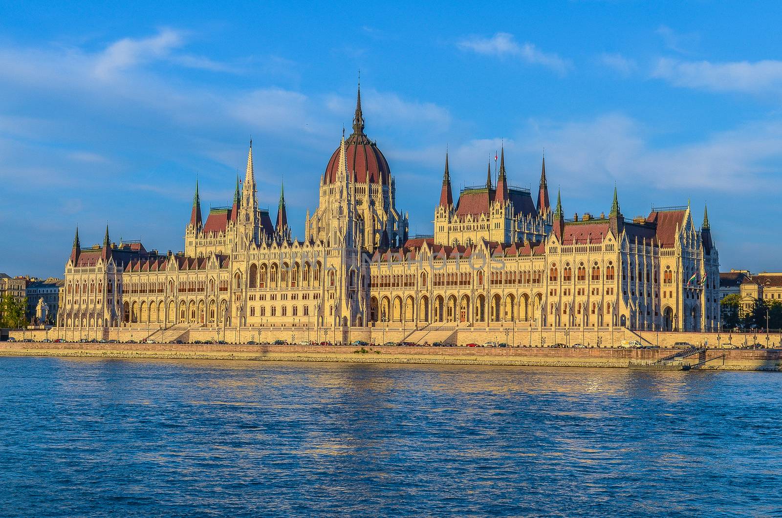 View on the Hungarian Parliament building from the Danube River. Budapest, Hungary by chernobrovin