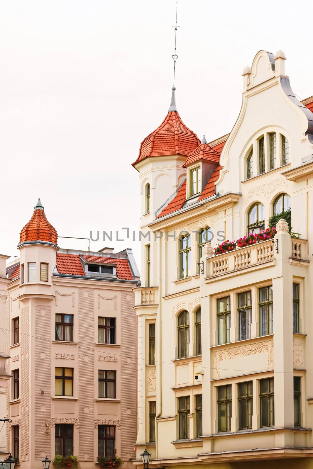 Historical buildings in the Old Town in Torun, Poland, tourism and travel