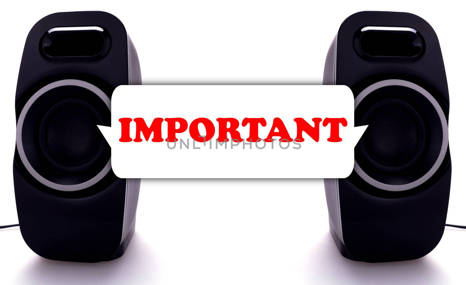 Important announcement, speaker with bubble on white background