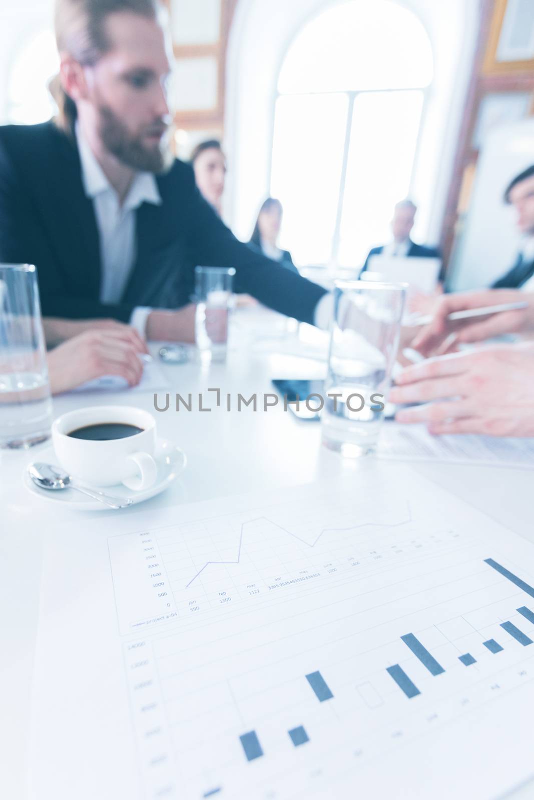 Business documents on office table by Yellowj