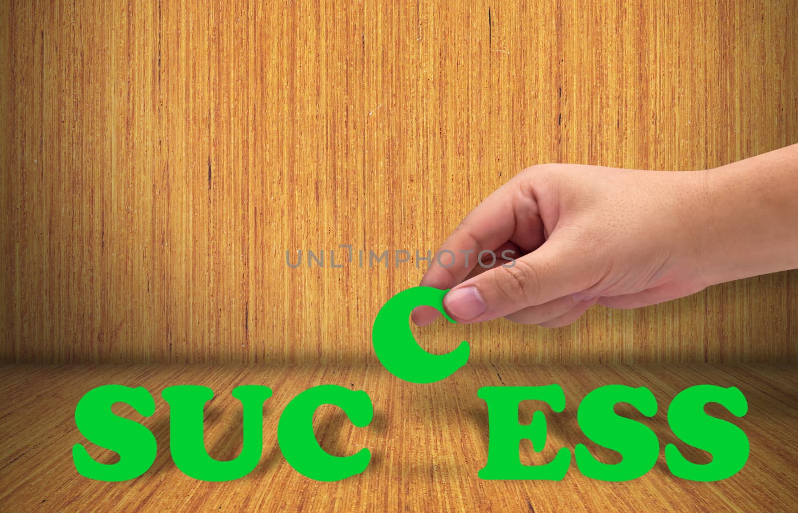 Business success concept, hand and text target to  growth and achievement