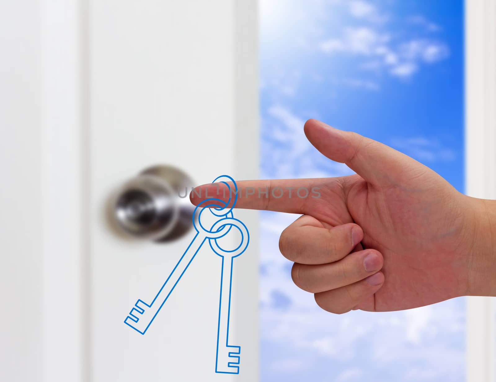 Business success concept, hand holding key target to growth and achievement