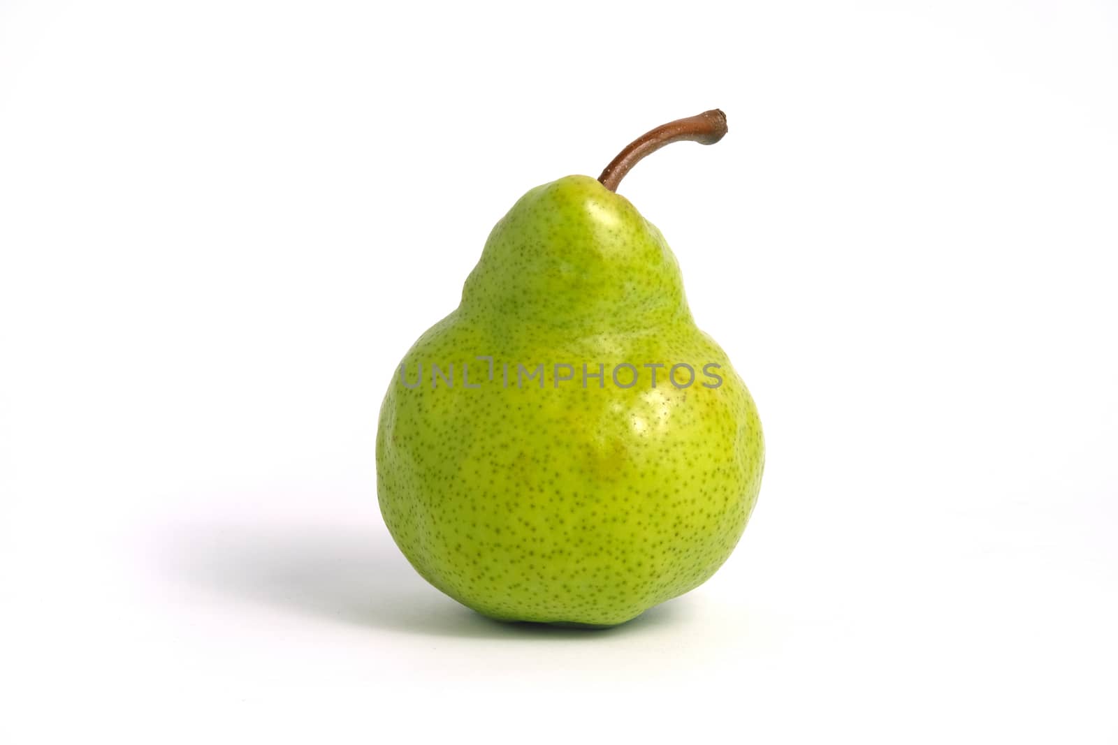 Single fresh Packham pears fruit isolated on white background
