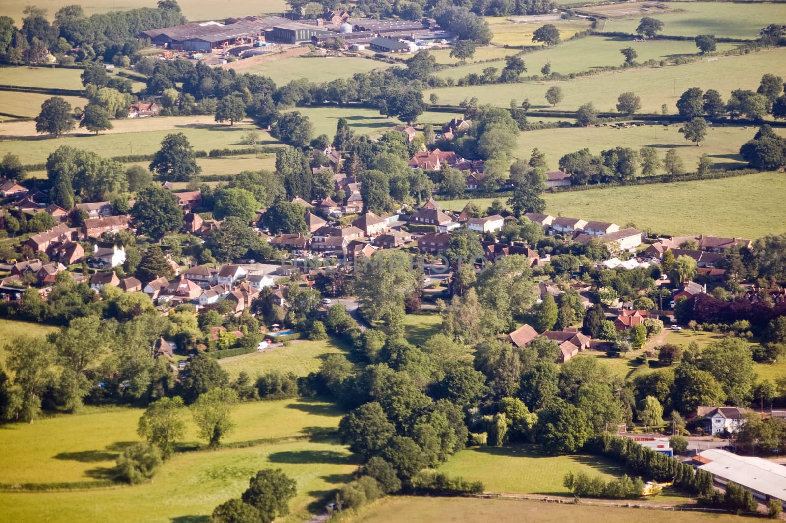 Aerial view of the Surrey village of Charlwood near Gatwick Airport.