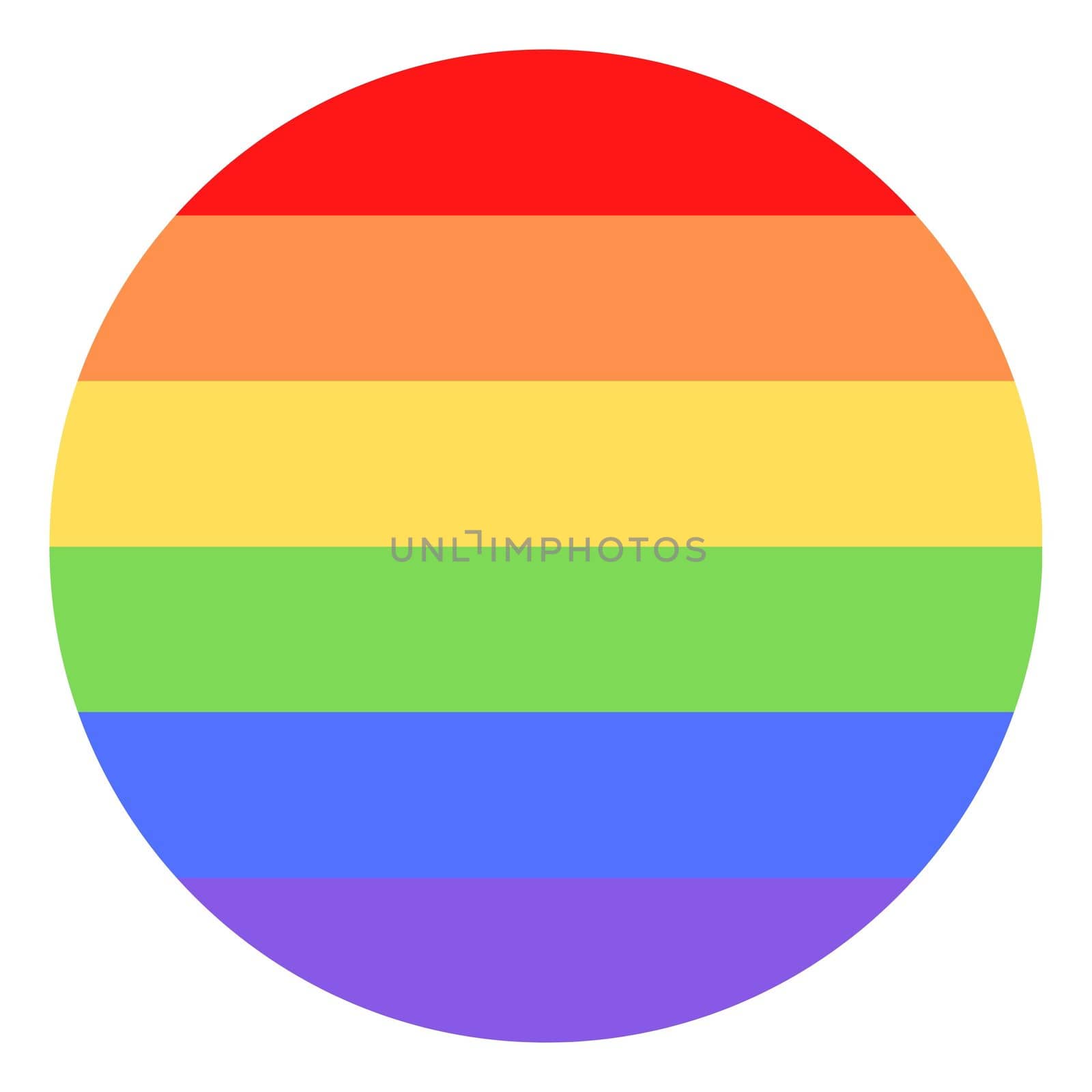 Illustration of colorful rainbow / pride flag / banner of LGBTQ (Lesbian, gay, bisexual, transgender & Queer) organization inside circle. June is celebrated as Pride month & parades are held in cities by jayantbahel