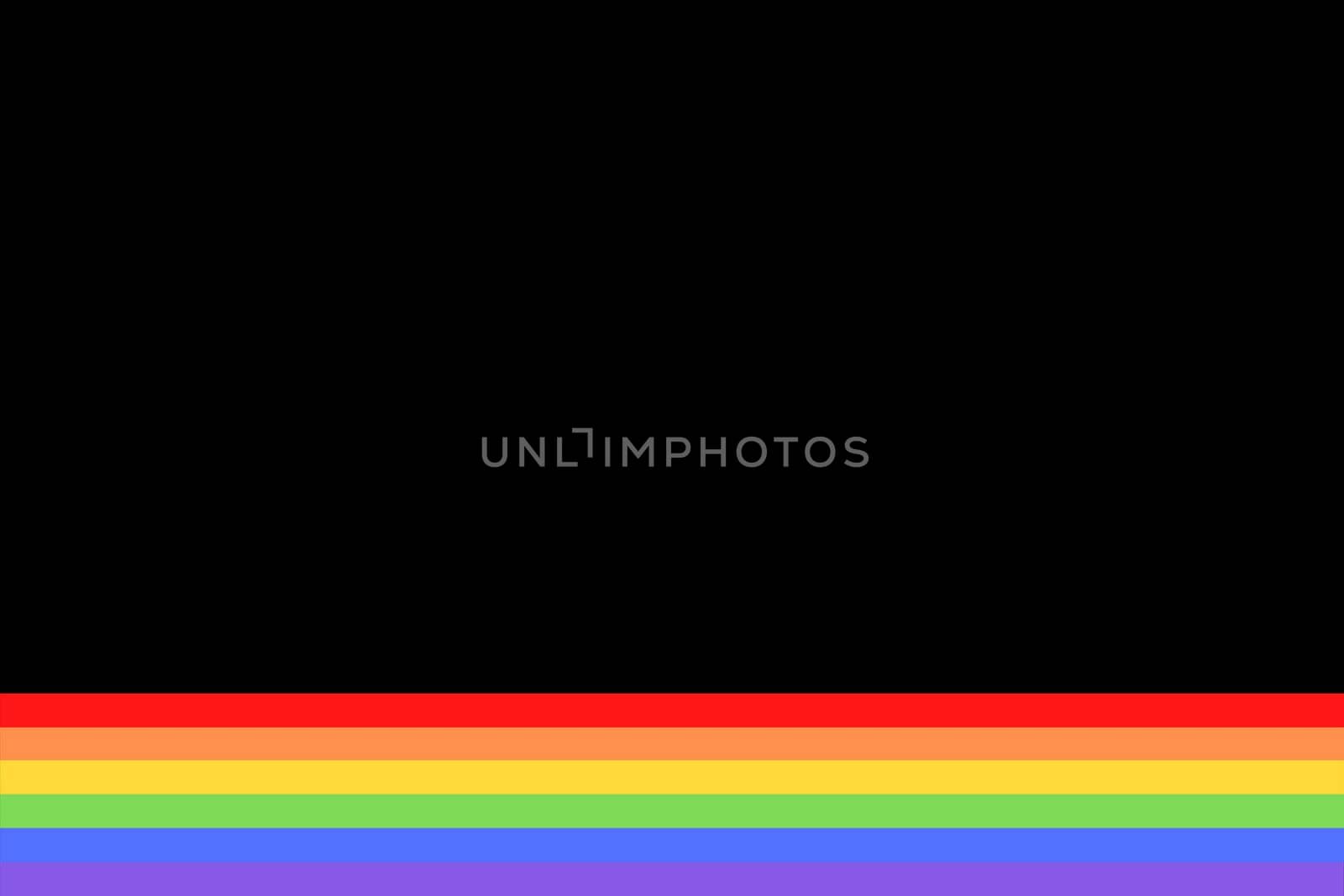 illustration with colorful rainbow flag or pride flag / banner of LGBTQ (Lesbian, gay, bisexual, transgender & Queer) organization as border at bottom. Pride month parades are celebrated in June
