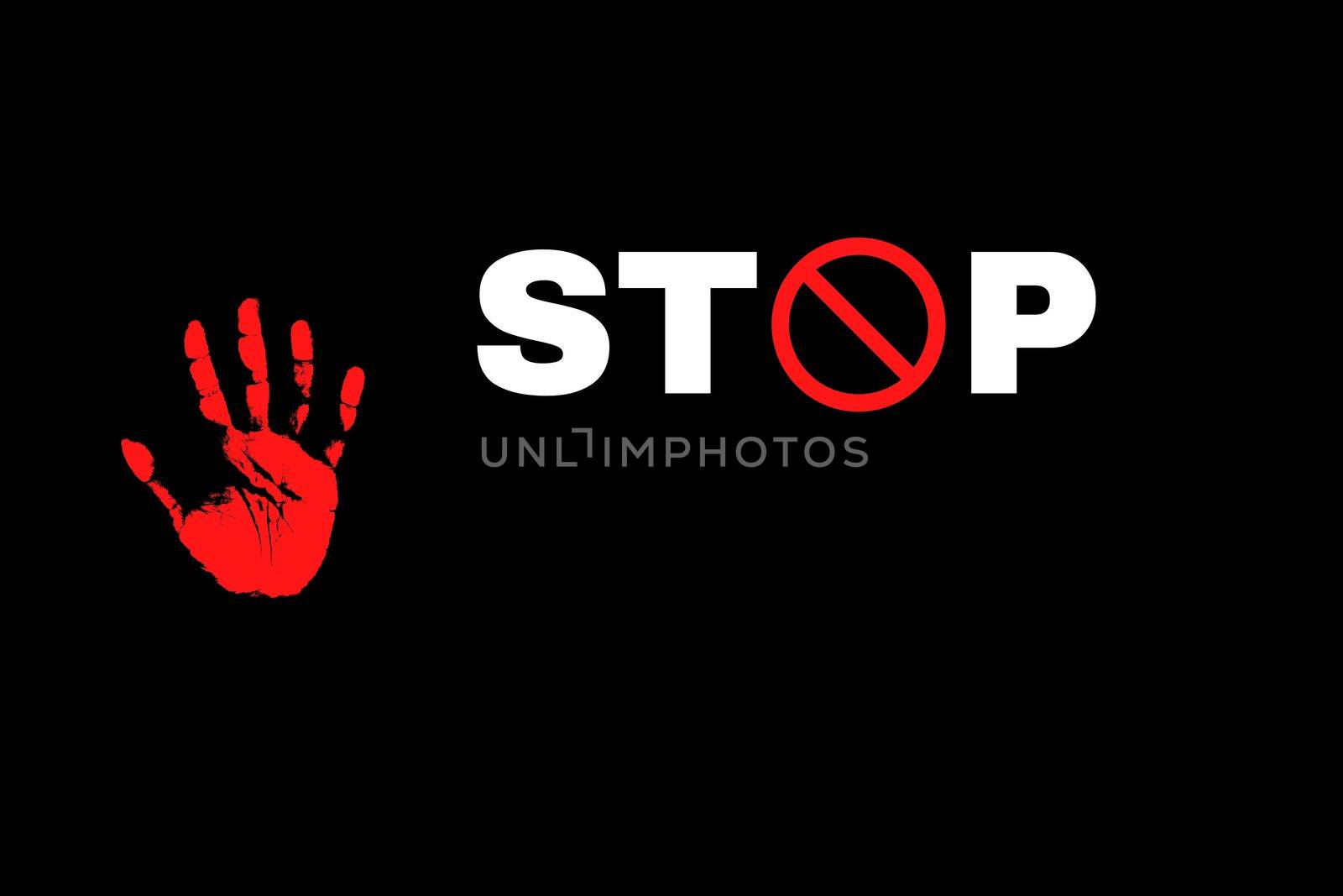 Stop Illustration showing blood red palm. There is a huge protest going on in many cities of United States of America over the death of George Floyd