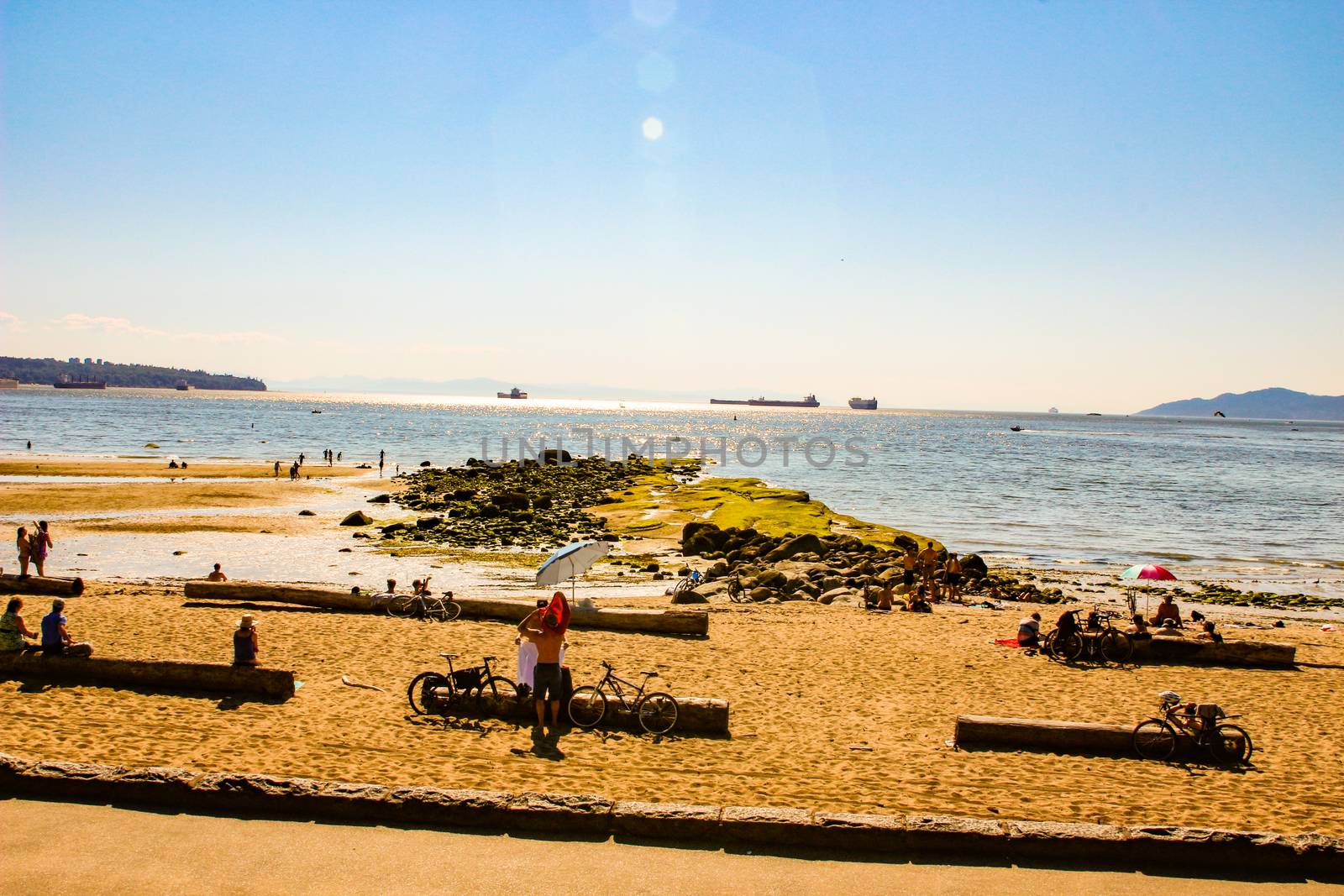 Third Beach - Vancouver, Canada. Third beach along Stanley Park in Vancouver, Canada. View of the North Shore.