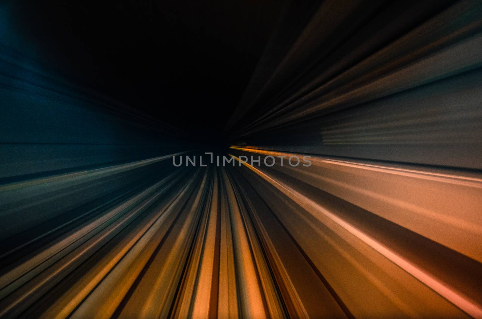 Subway tunnel with Motion blur of a city from inside by chernobrovin