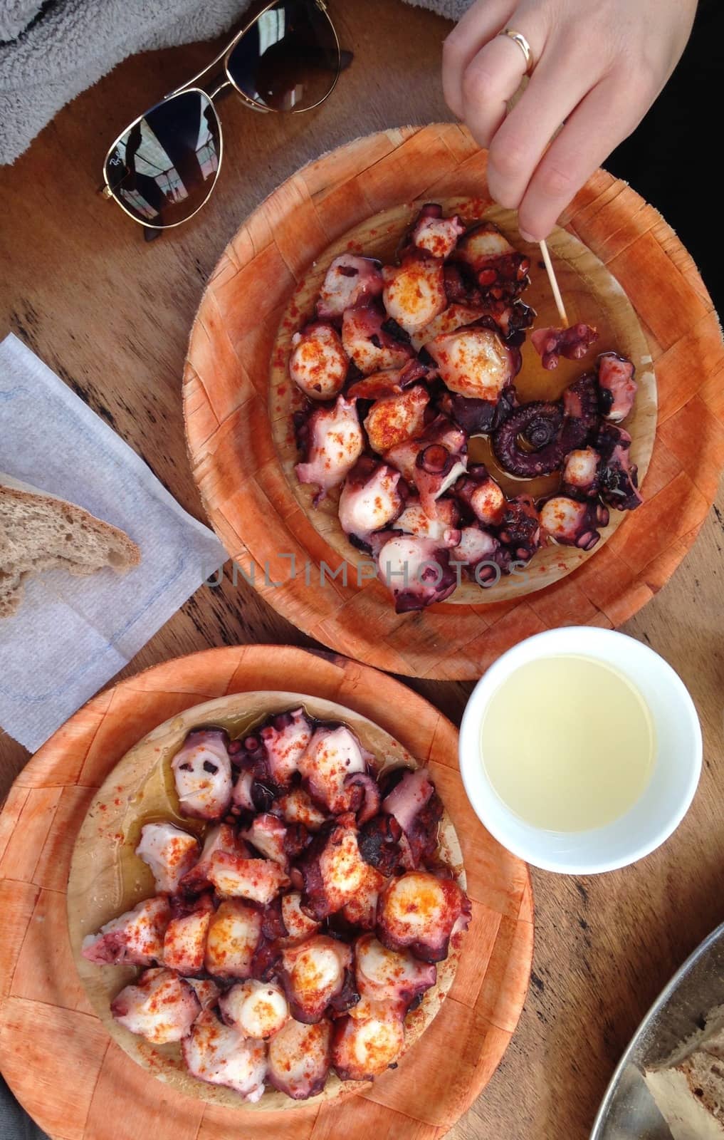 Octopus prepared Galician style, Pulpo a feira.