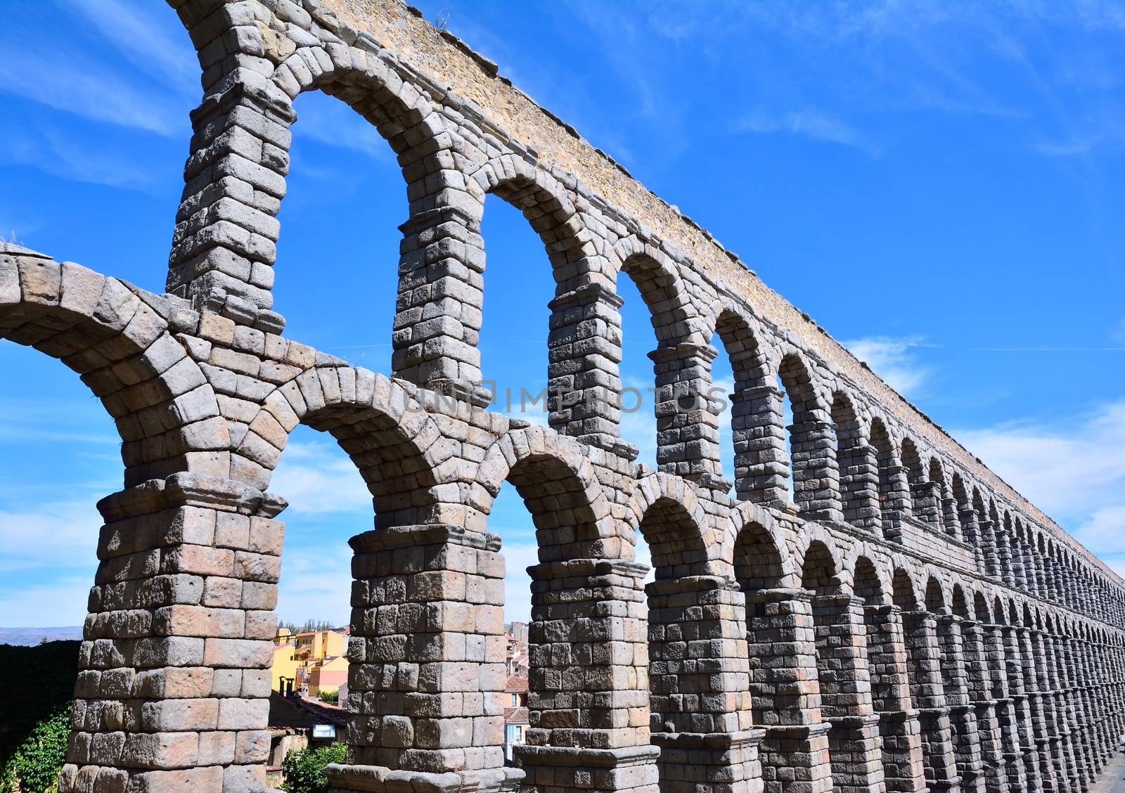 The famous ancient aqueduct in Segovia, Castilla y Leon, Spain