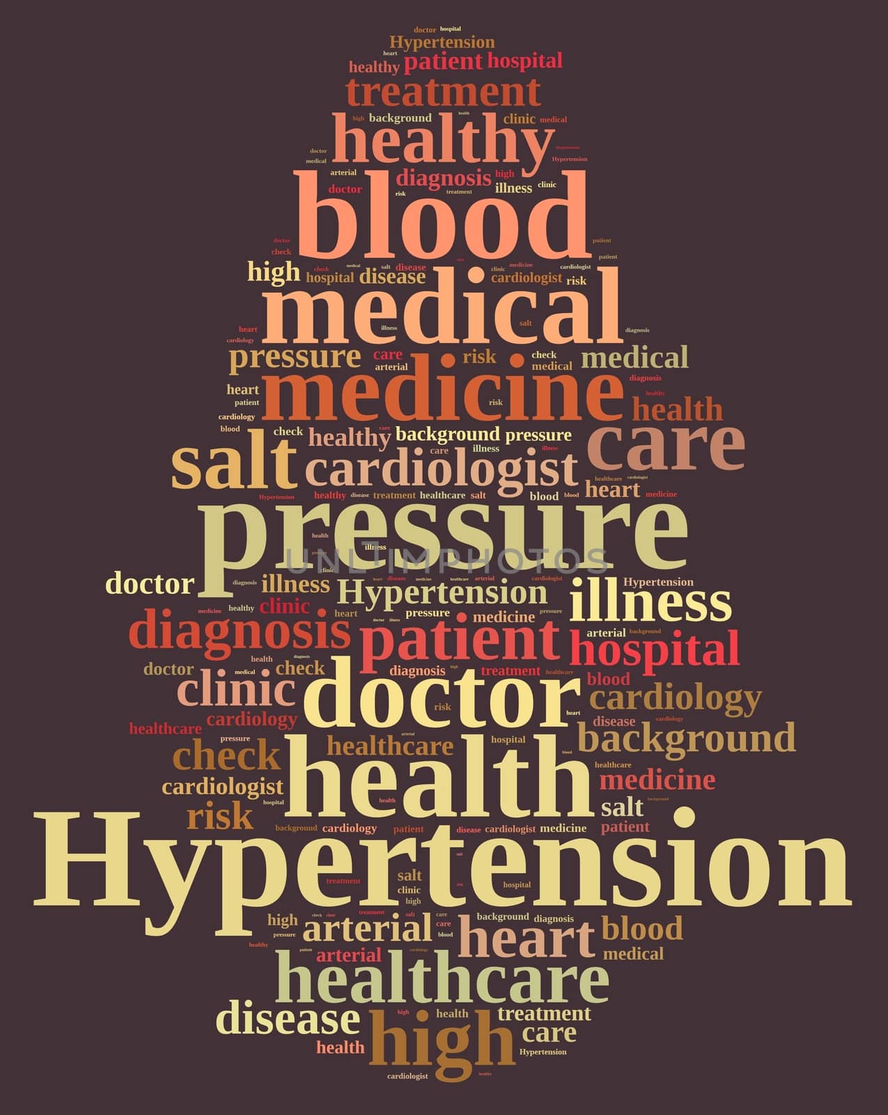 Illustration with word cloud about hypertension