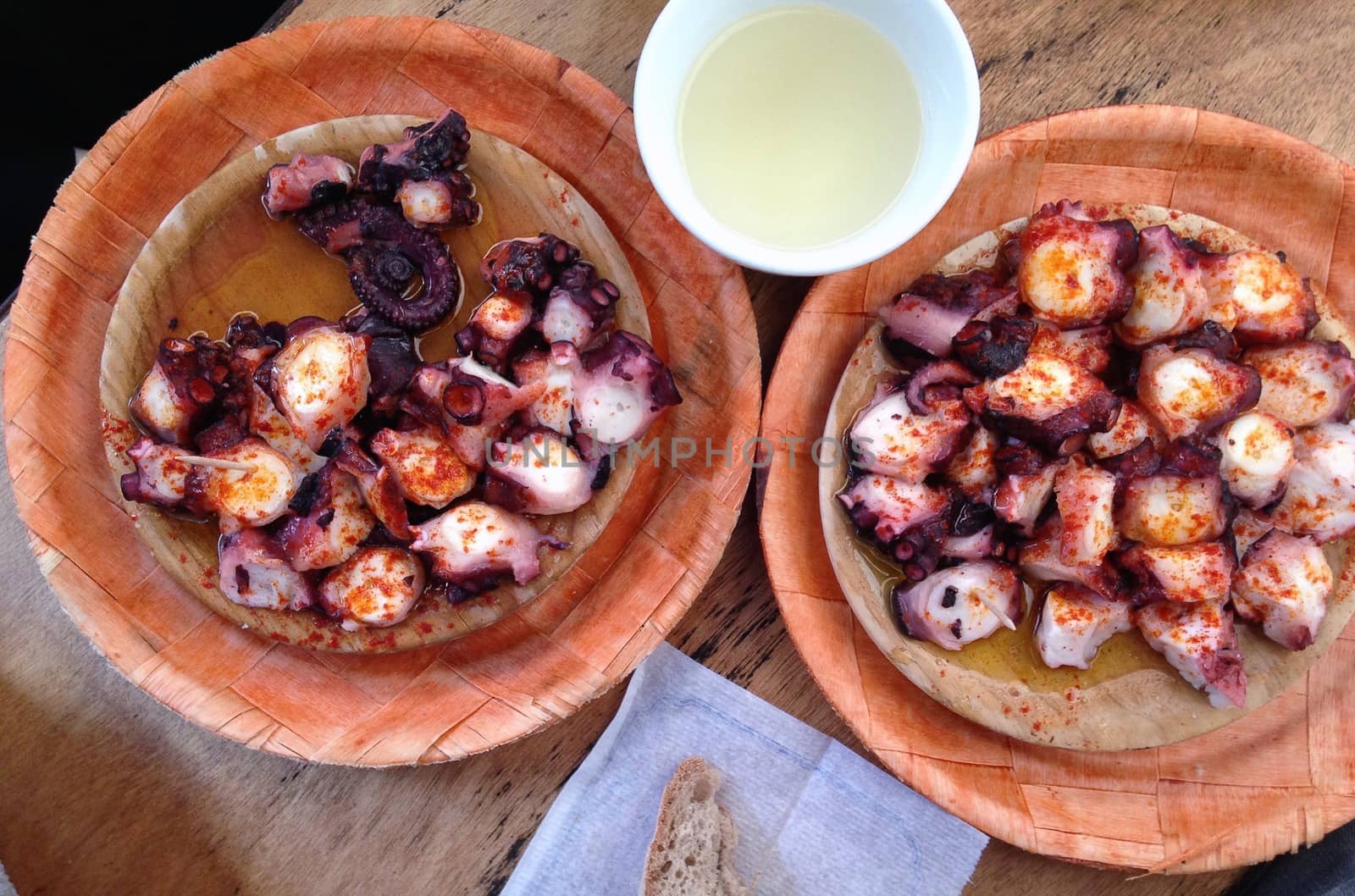 Octopus prepared Galician style, Pulpo a feira.