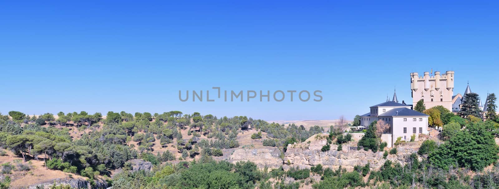 View of the Alcazar of Segovia from a viewpoint