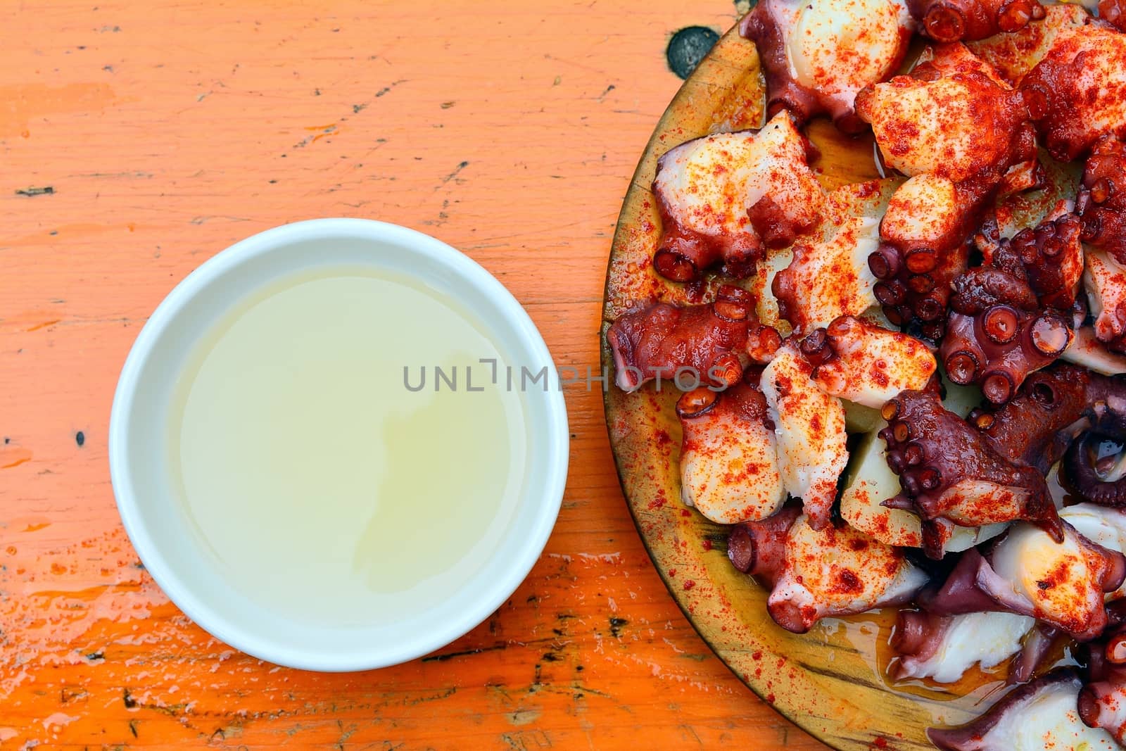 Octopus prepared Galician style, Pulpo a feira.