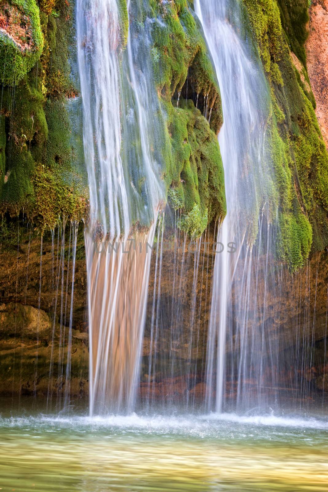 Nice waterfall on a mossy rock