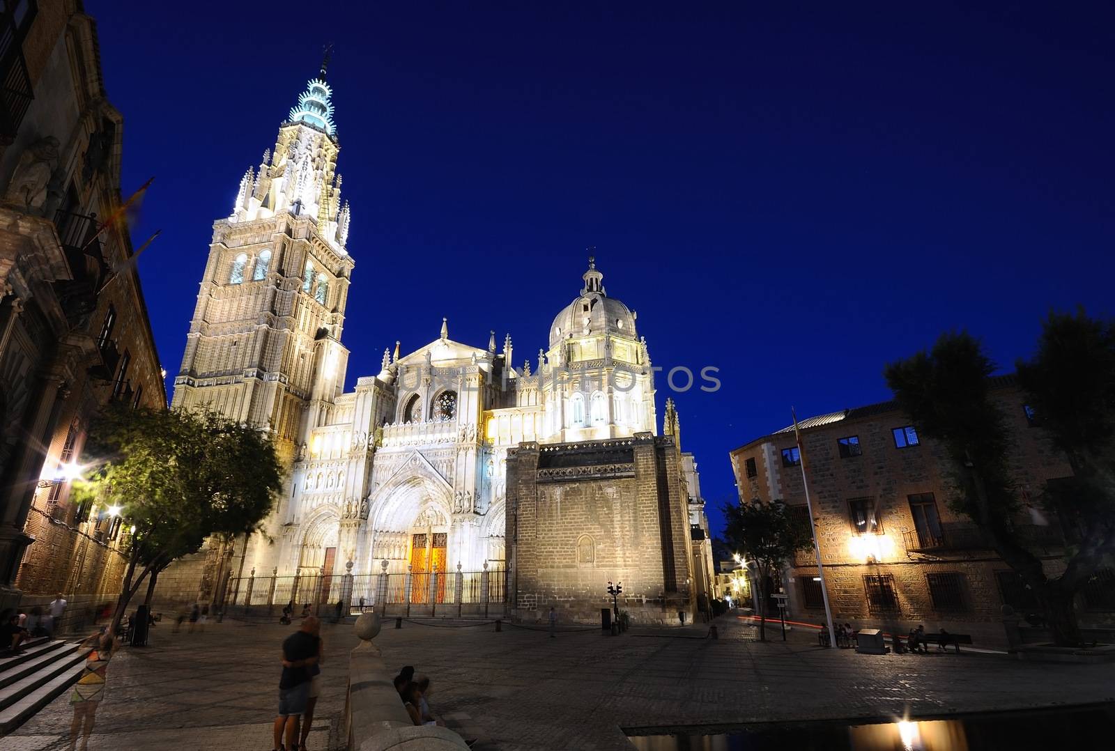 Night view of the Cathedral of Toledo in Spain