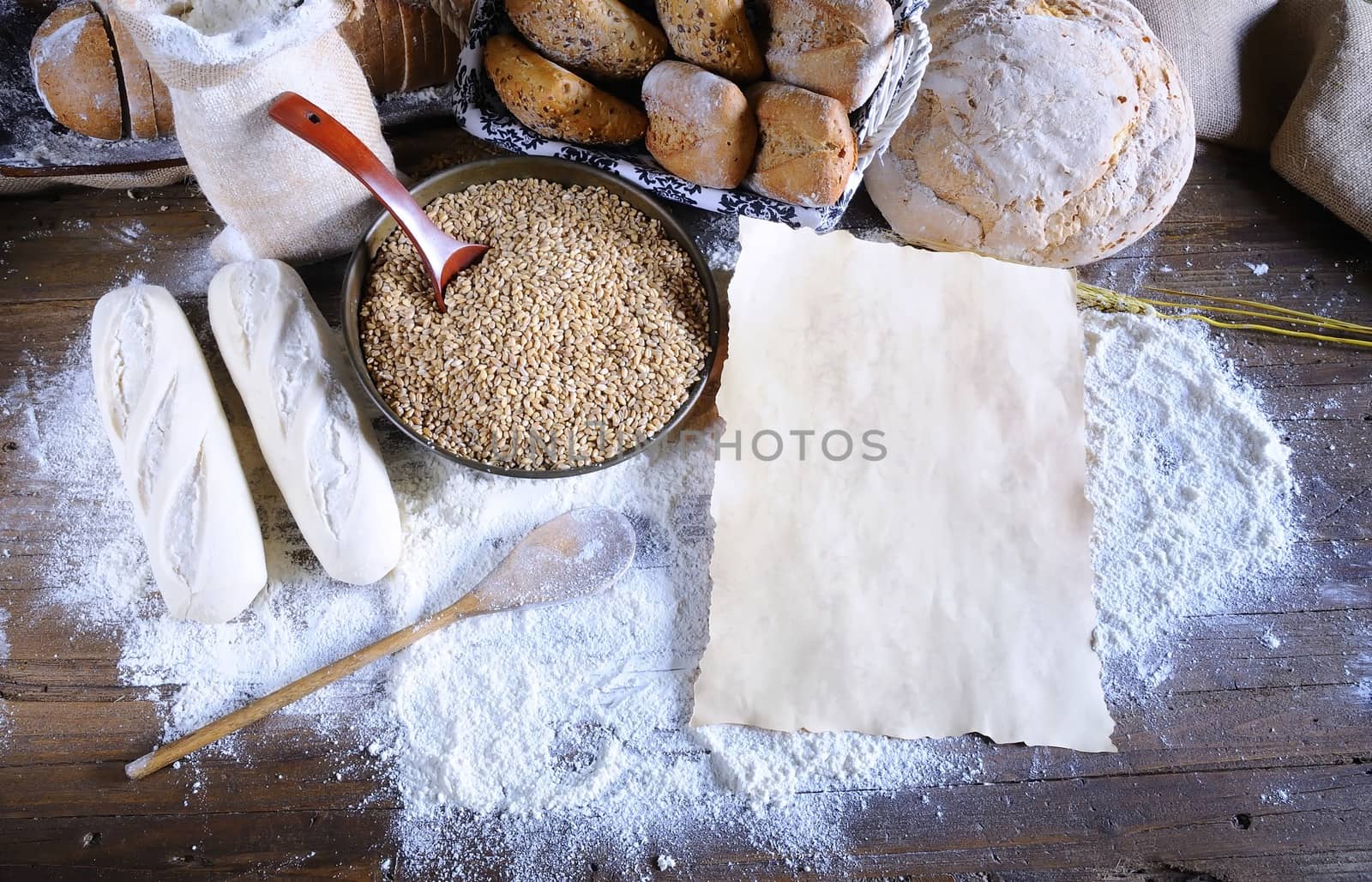 Ingredients on the table of the bakery.