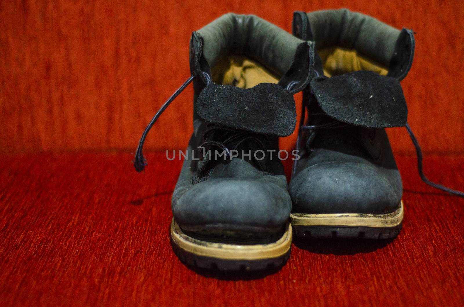 Old Ragged Blue Boots, Vintage, Dirty by Hasilyus