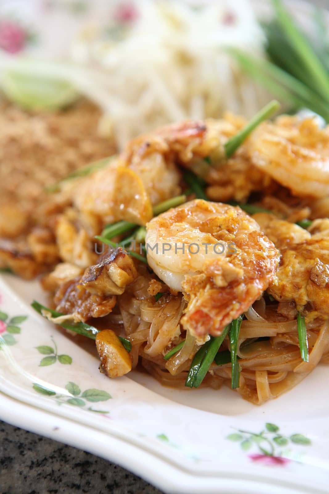 Thai food padthai fried noodle with shrimp