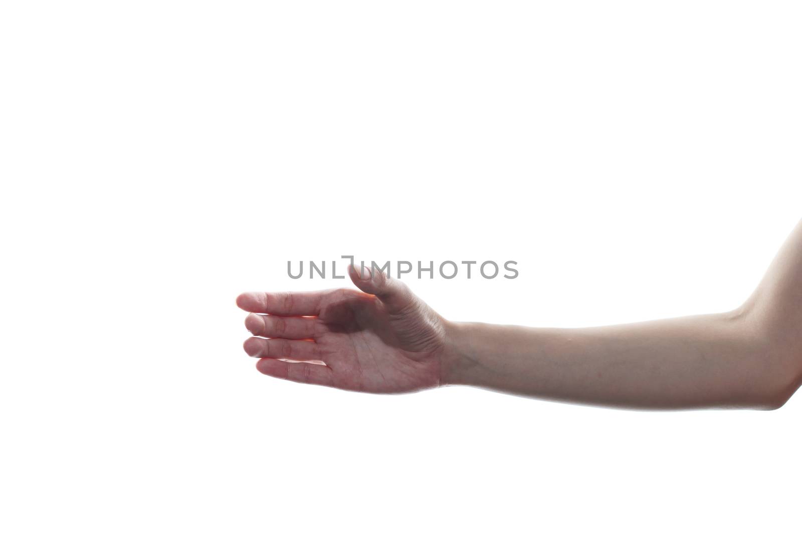 Woman hand in picking gesture isolate on white background. showing gesture holding blank.