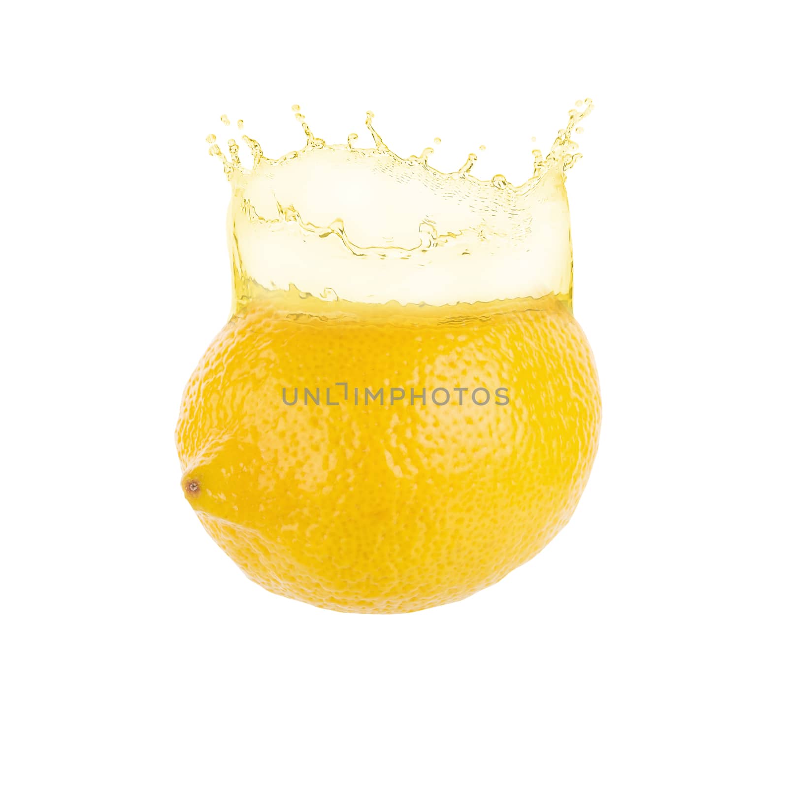 yellow lemon and lemon juice splashing isolated on a white backg by kaiskynet