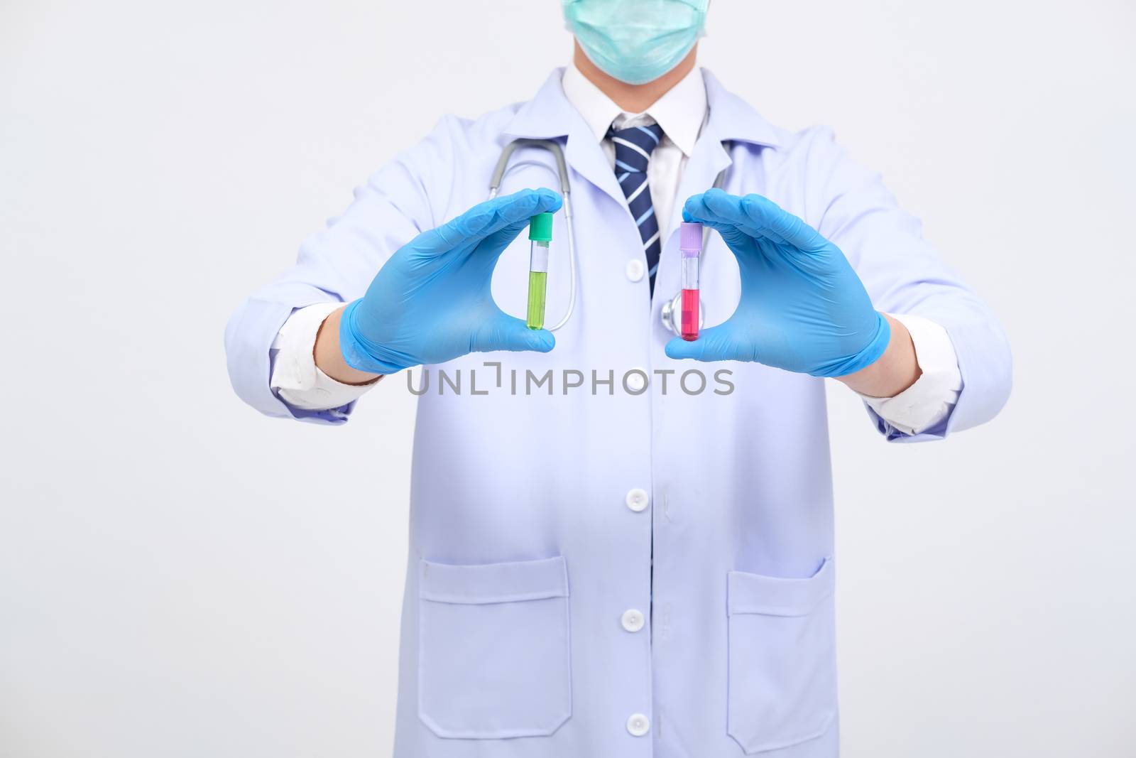 doctor physician practitioner with vaccine medicine vial ampule. medical vaccination