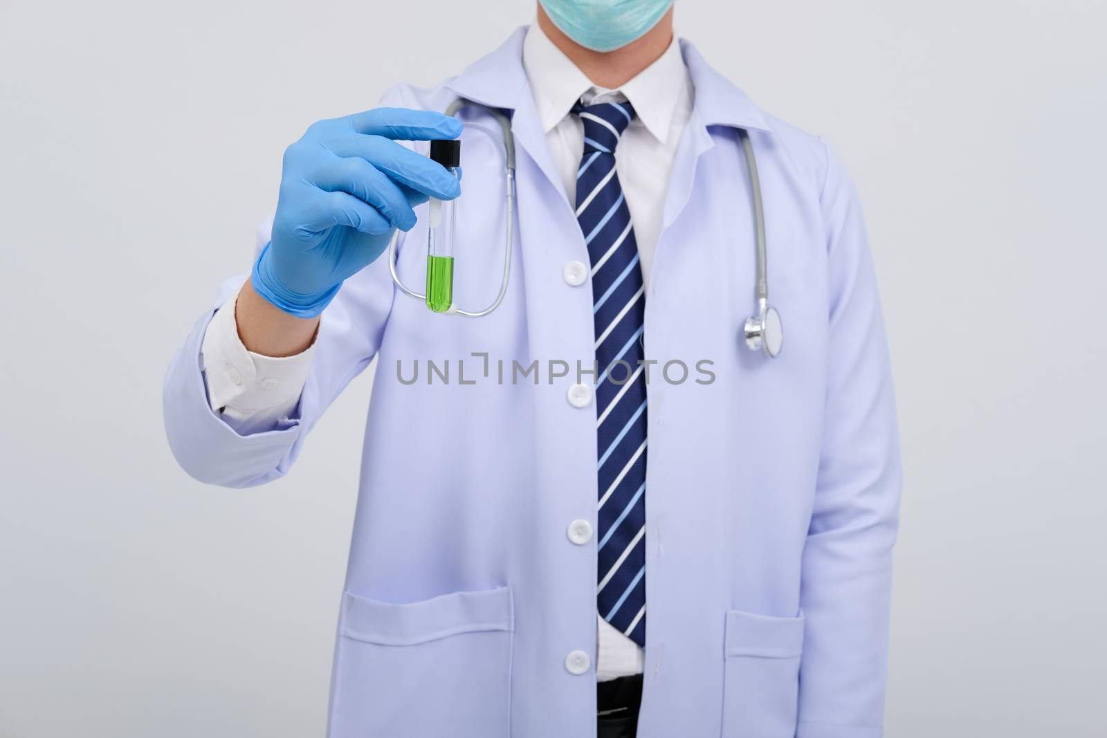 doctor physician practitioner with vaccine medicine vial ampule. medical vaccination