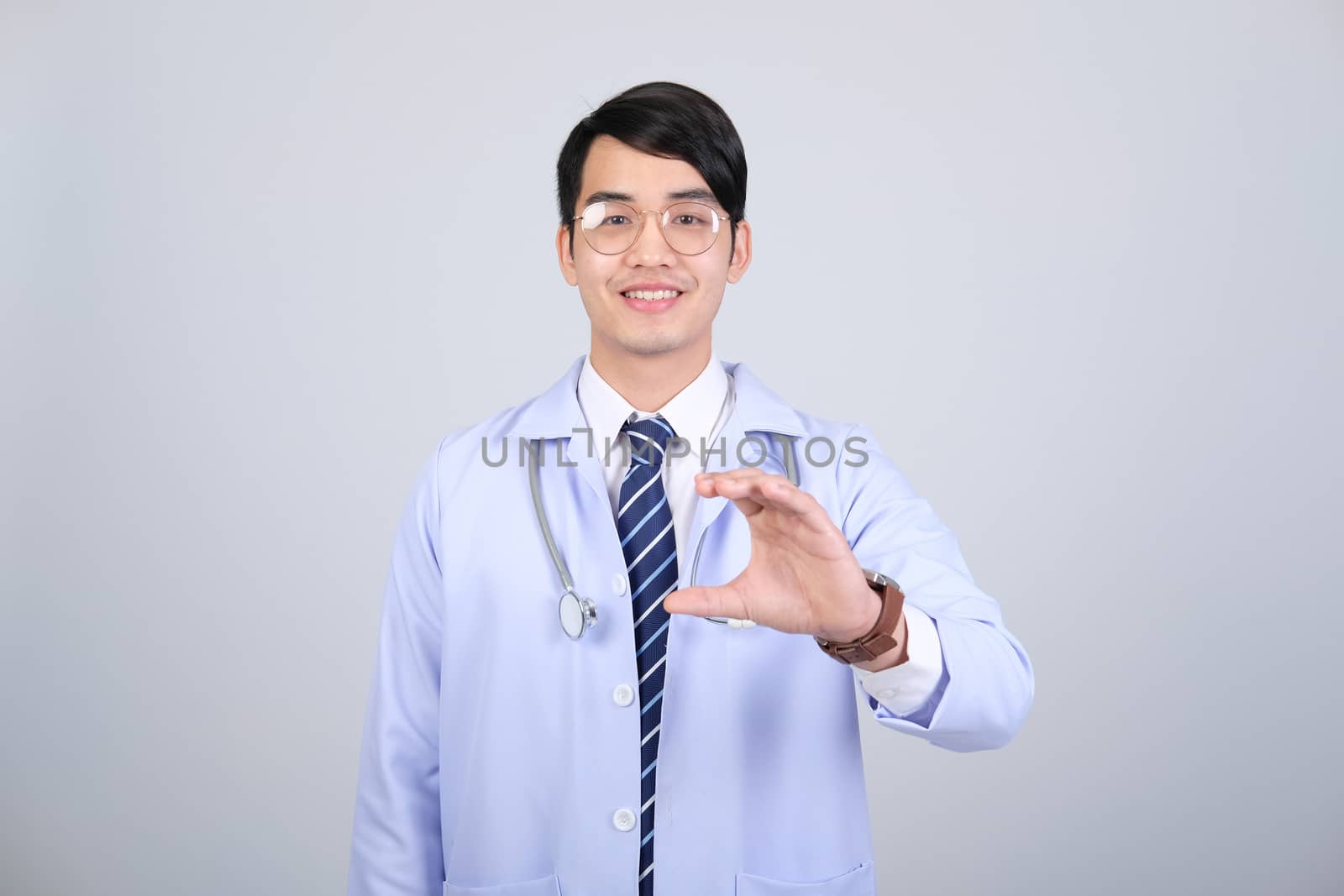 doctor physician practitioner with stethoscope on white background. medical professional medicine healthcare concept