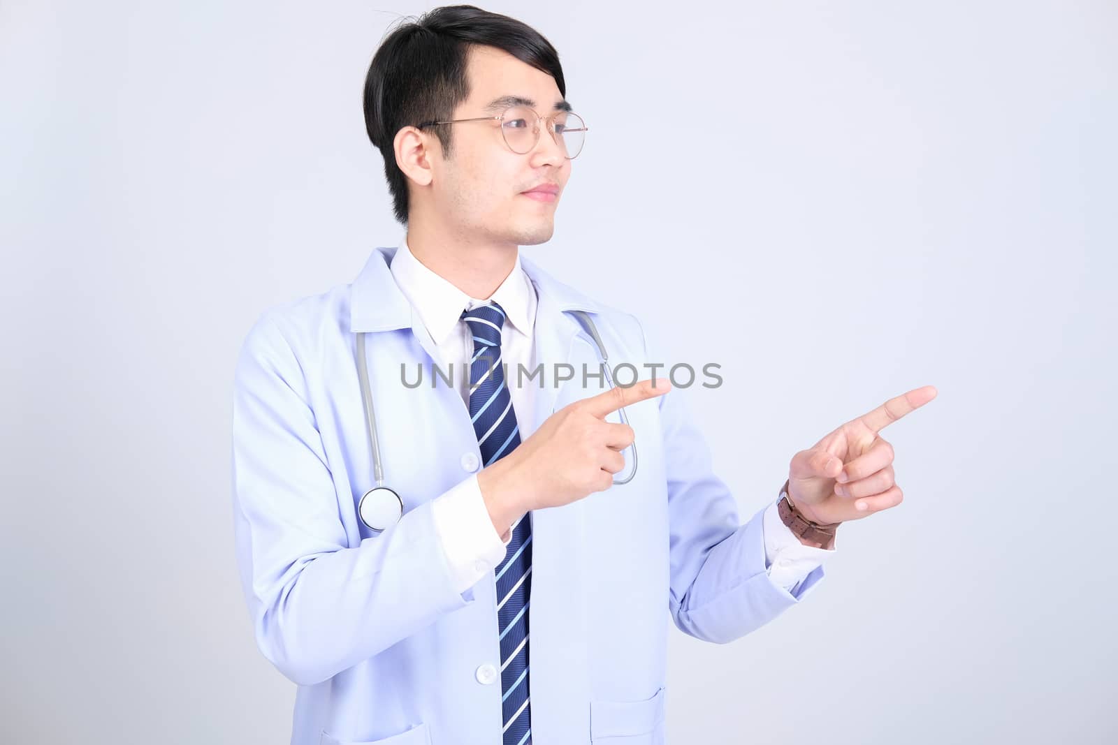 doctor physician practitioner with stethoscope on white background. medical professional medicine healthcare concept