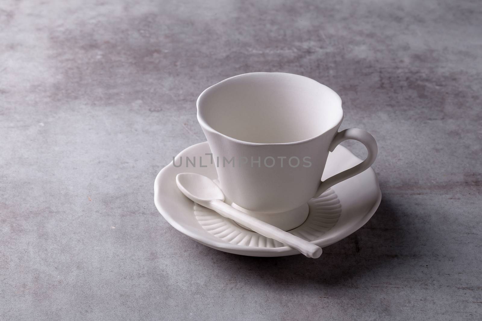 Teapot creamer, Cup and saucer on Cement Board by kaiskynet