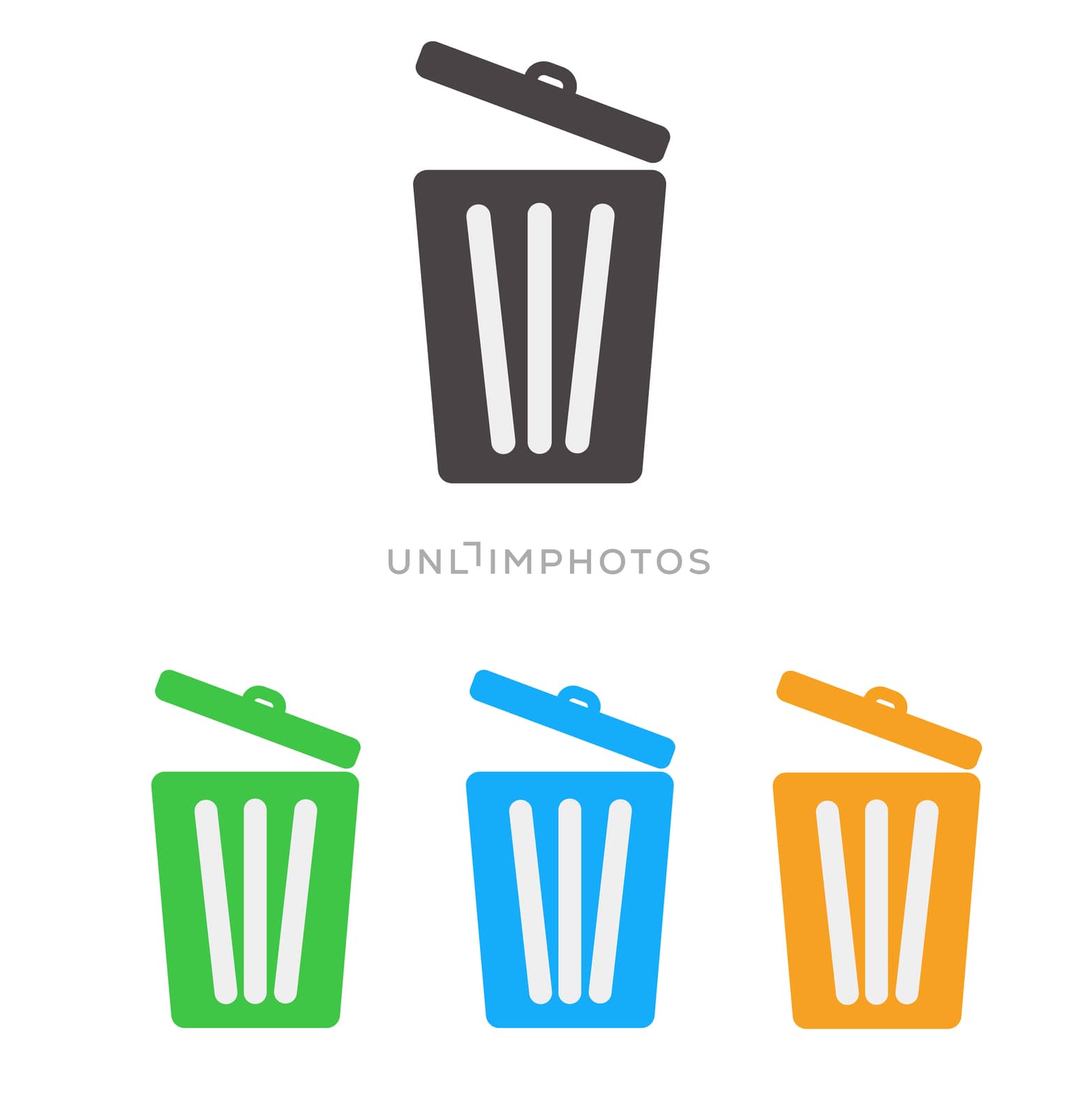 trash icon set on white background. flat style. trash icon set for your web site design, logo, app, bin icon symbol. bin sign.