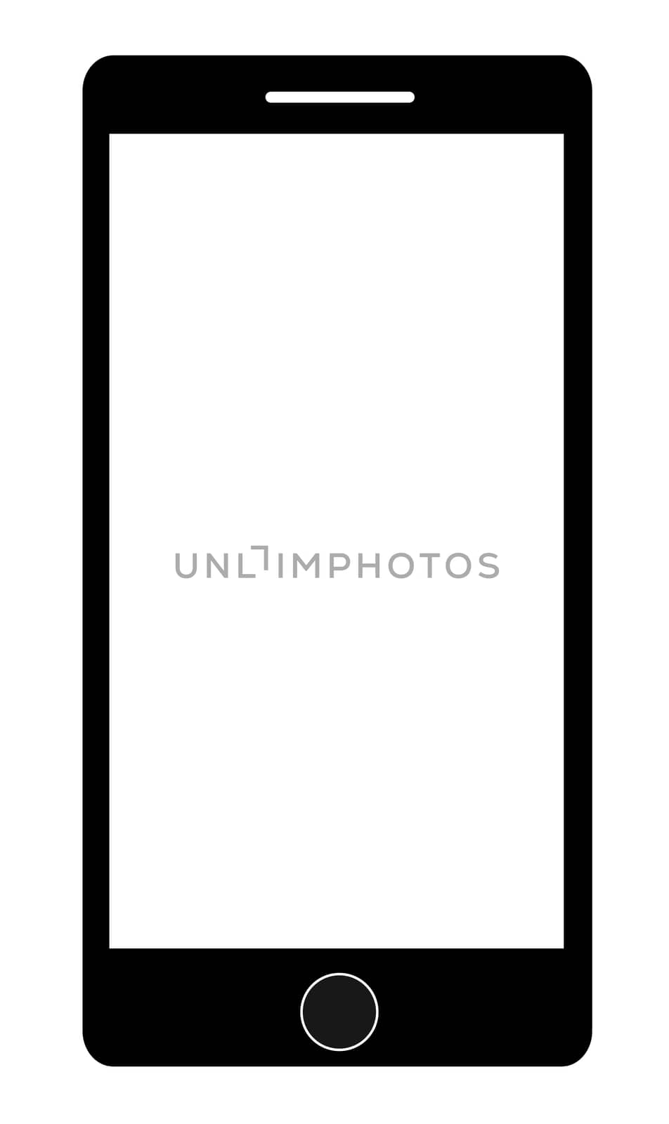 Vector illustration of black modern realistic smartphone with empty white screen. smartphone sign on white background. flat style. smartphone icon for your web site design, logo, app, UI. smartphone symbol.