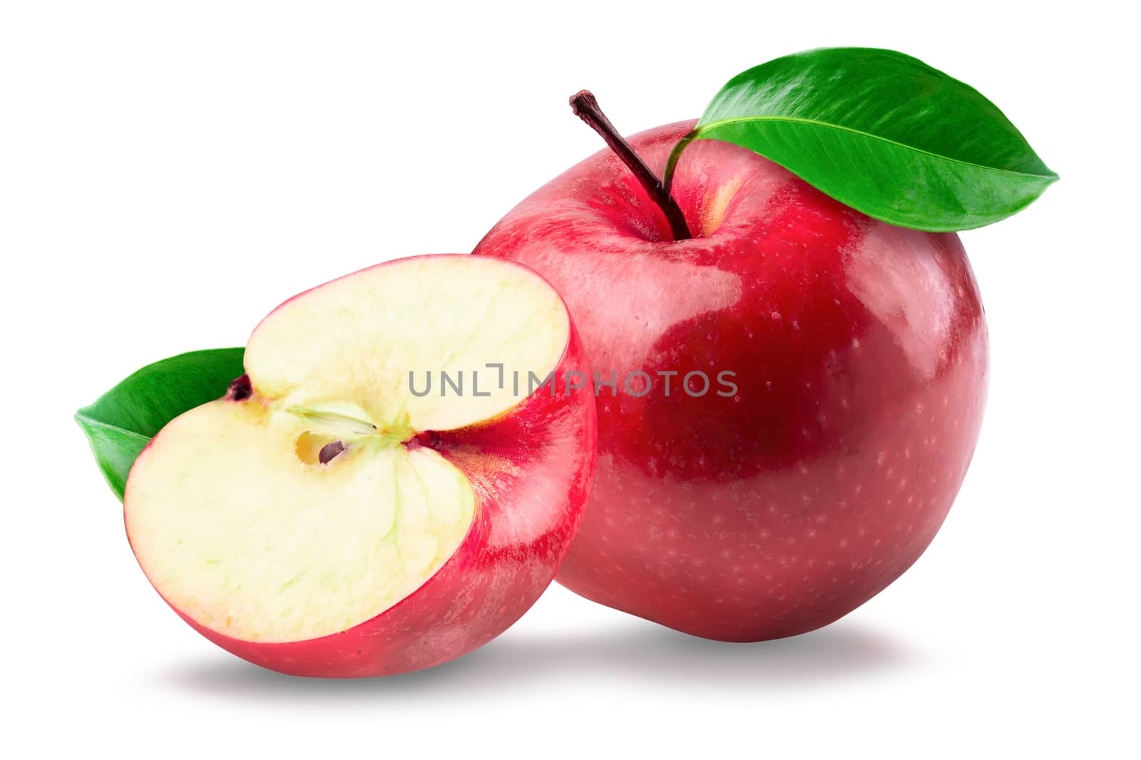 Red apple whole pieces isolated on white background by kaiskynet