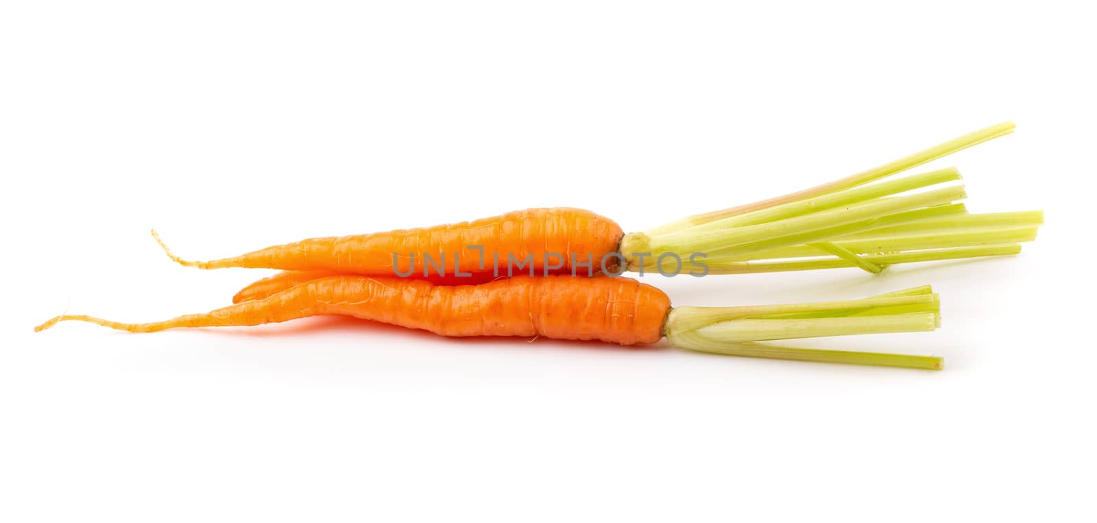 Fresh baby carrots isolated on a white background by kaiskynet