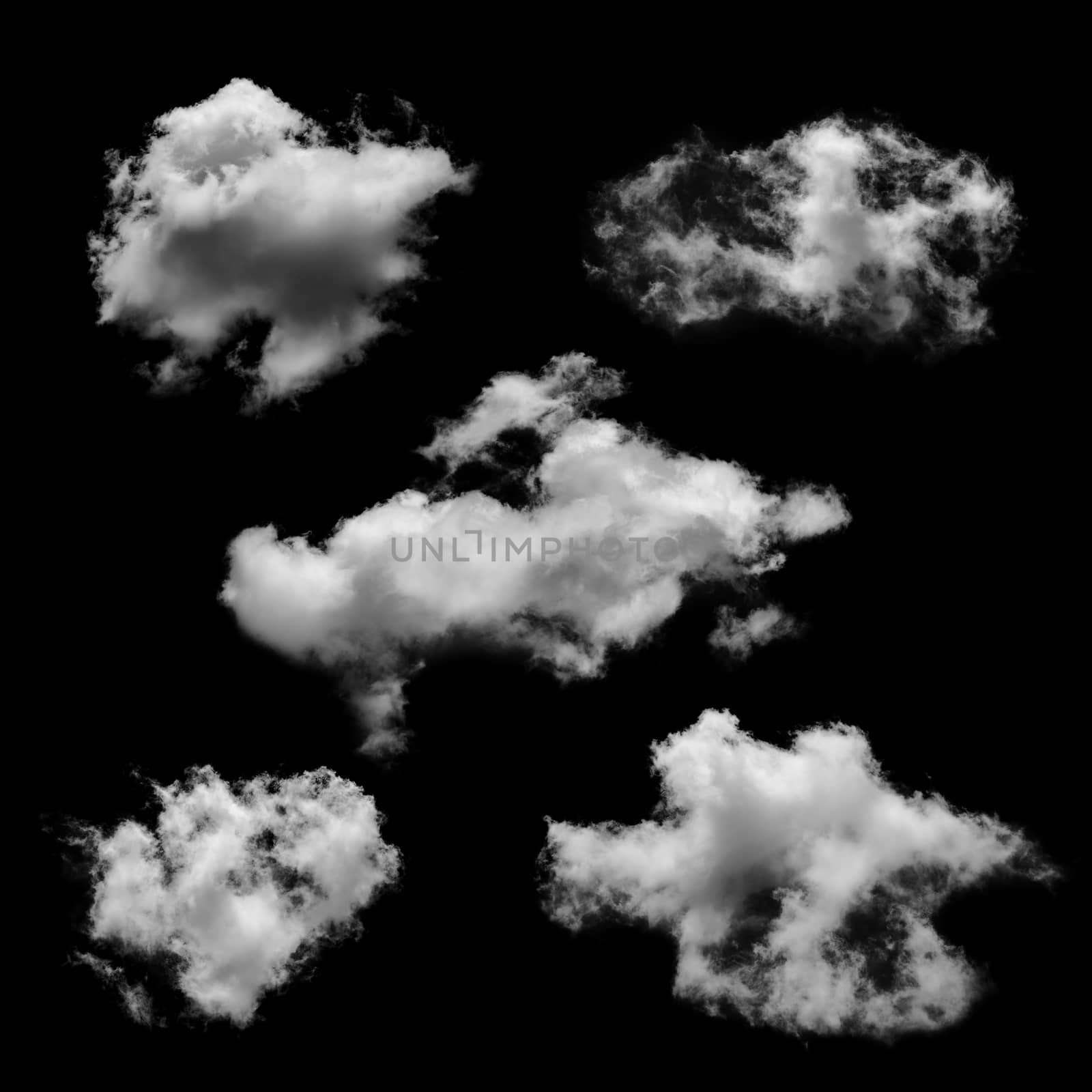 Set of White cloud isolated on a black background realistic clou by kaiskynet