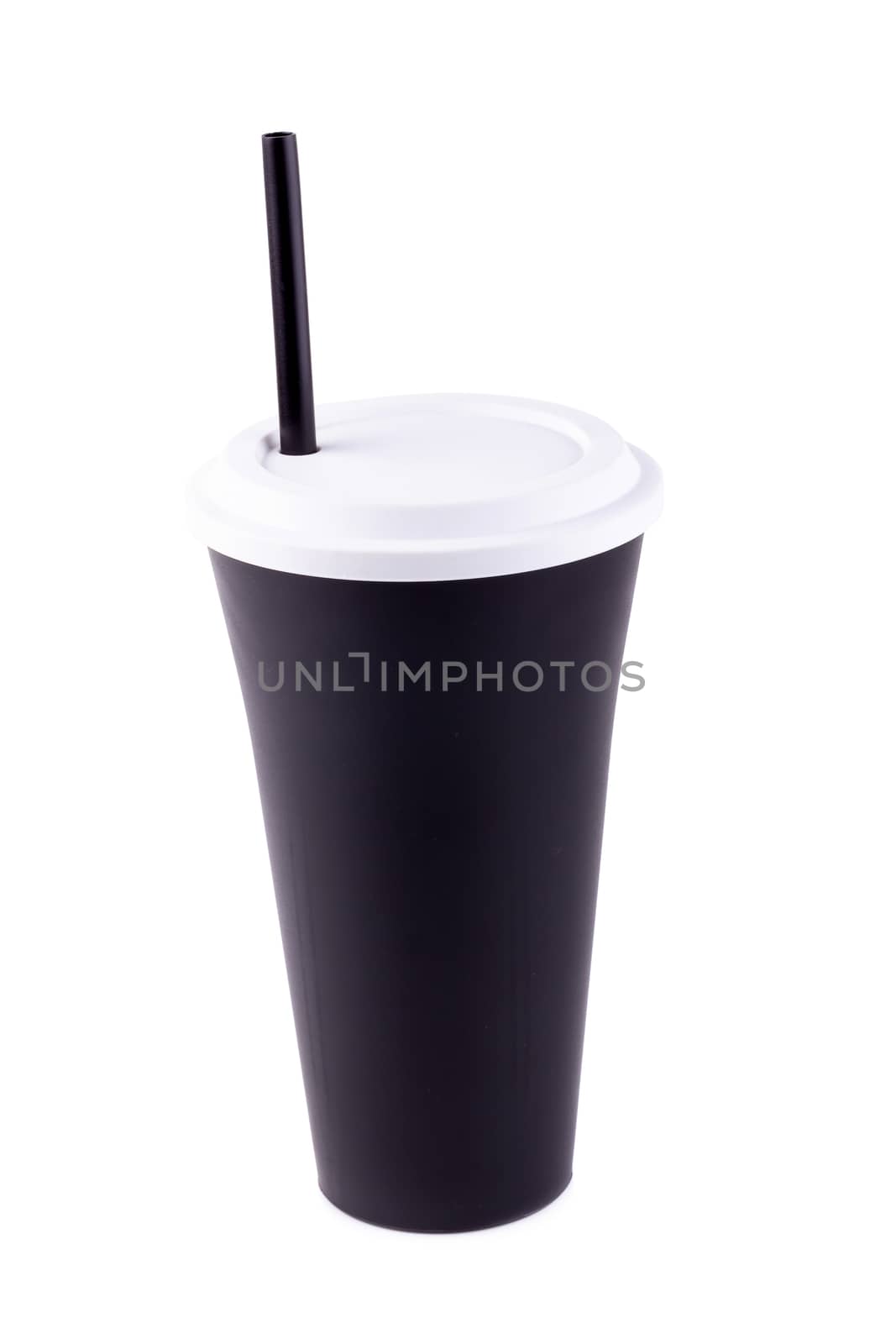 Black Disposable Cup for beverages isolated on white background.