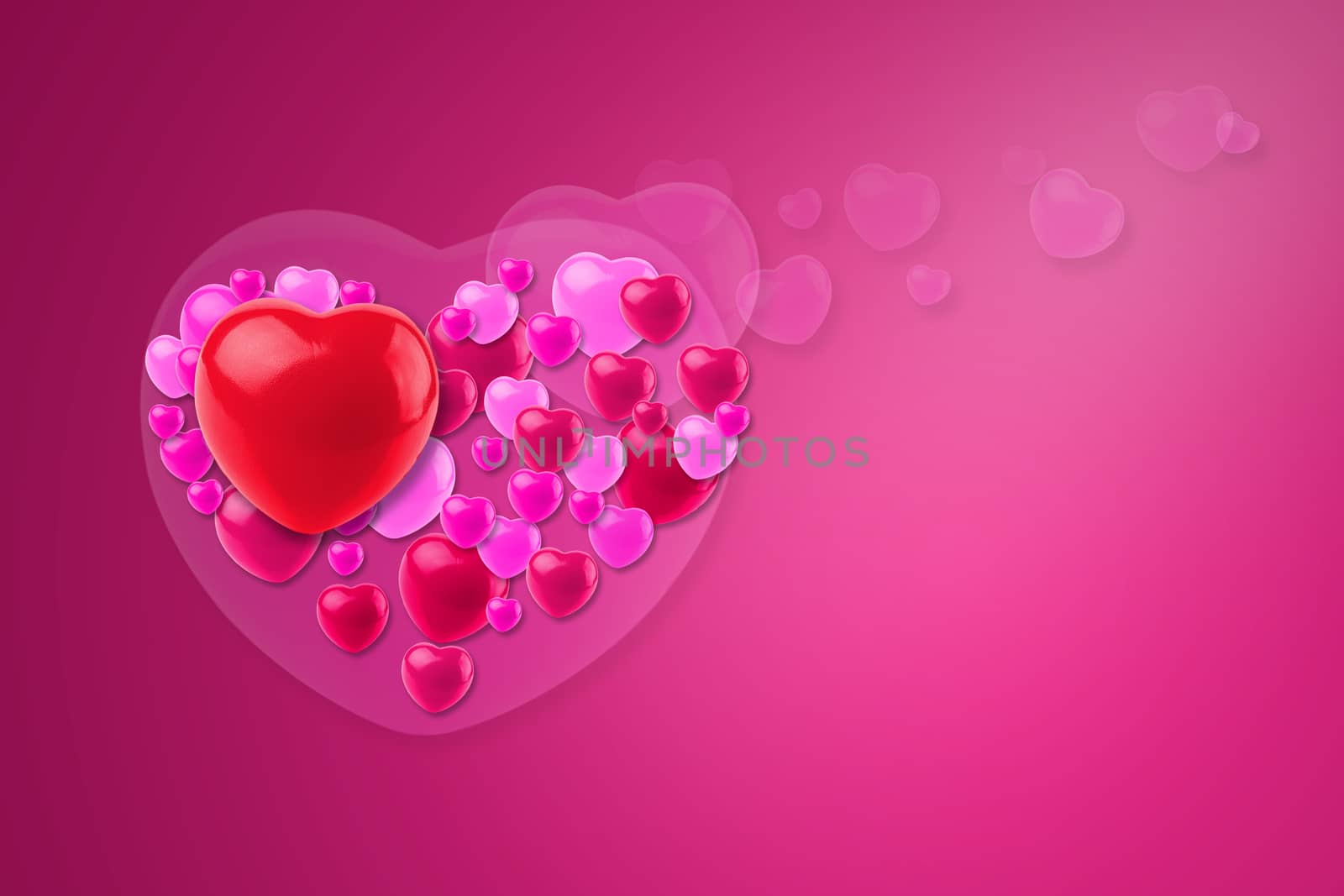Red Hearts over red background. Valentines Day concept. by kaiskynet