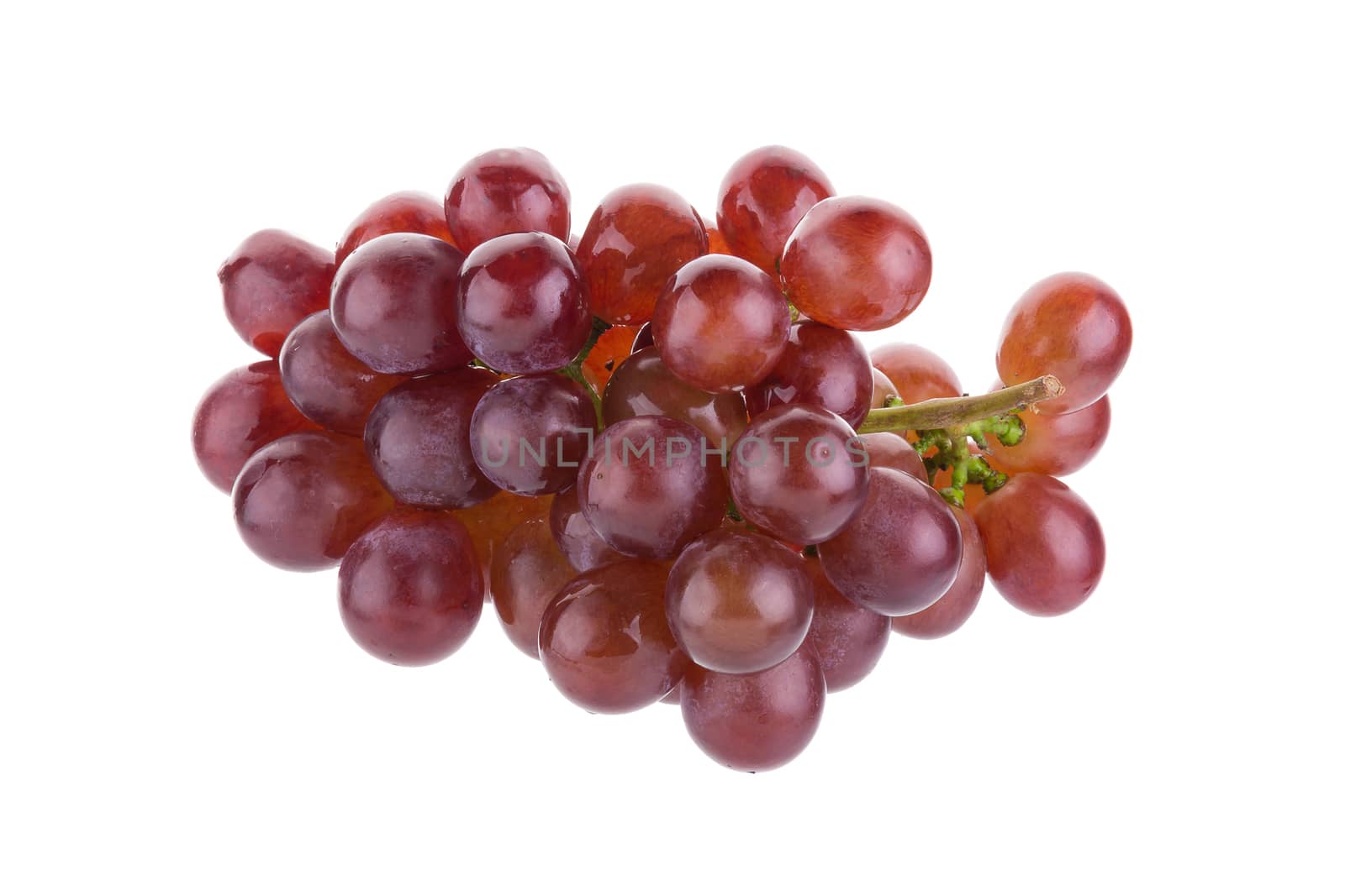 Red grapes isolated on over white background.