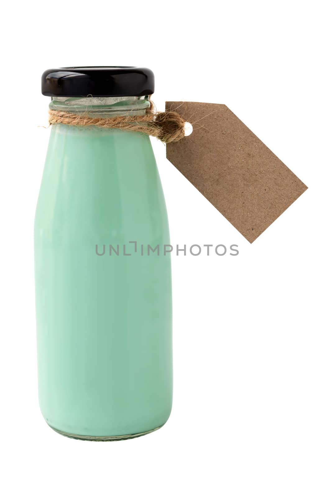 Bottle of Mint milk isolated on white background.