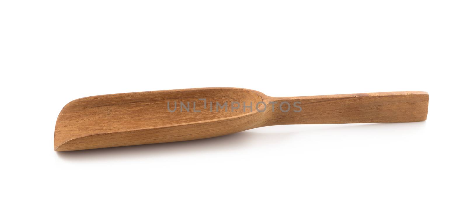 Empty wooden scoop isolated on a white background.